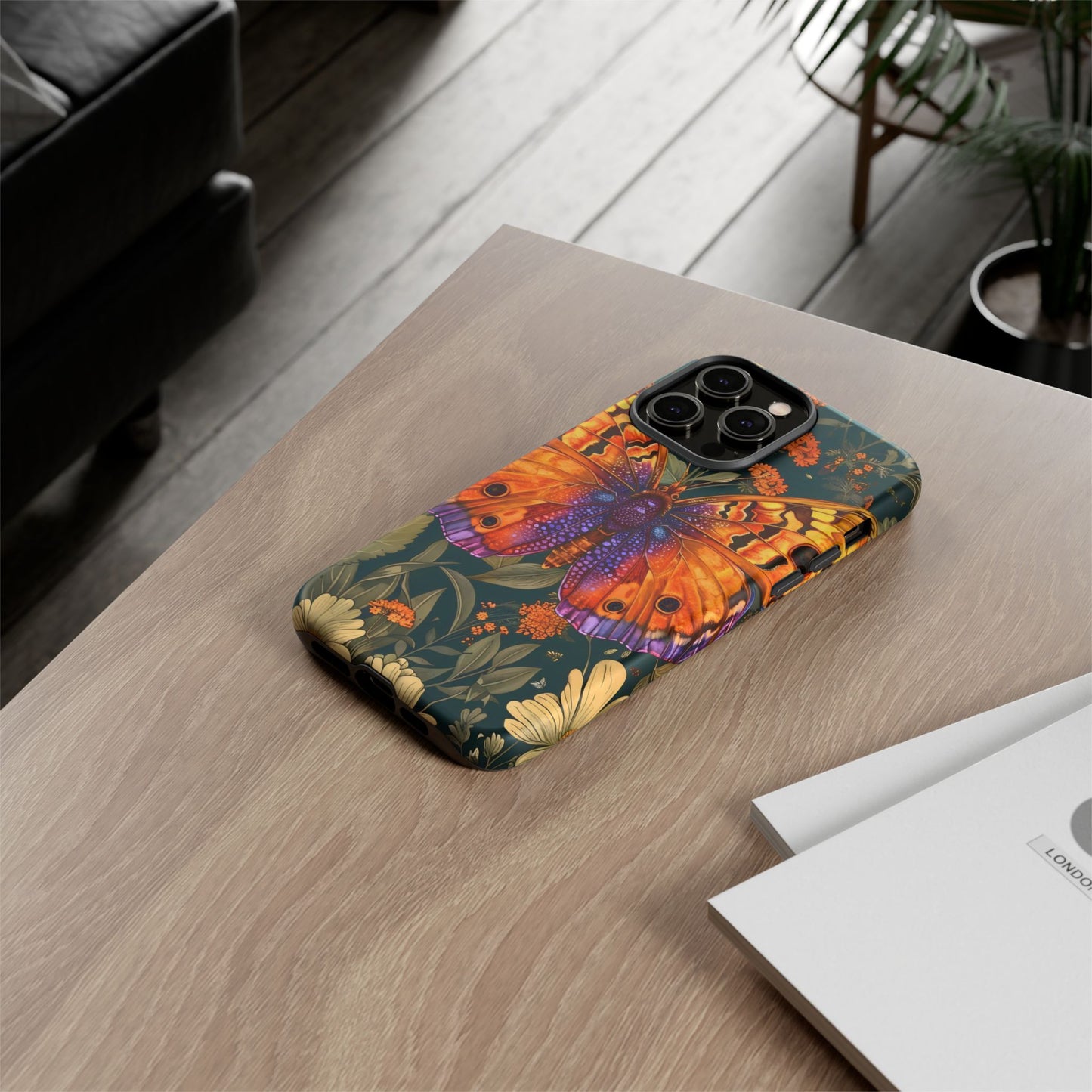 Butterfly Phone Case, Tough Cases for Nature Lovers, Vibrant Floral Design, Gift for Her, Cute Phone Accessories, Butterfly Artwork