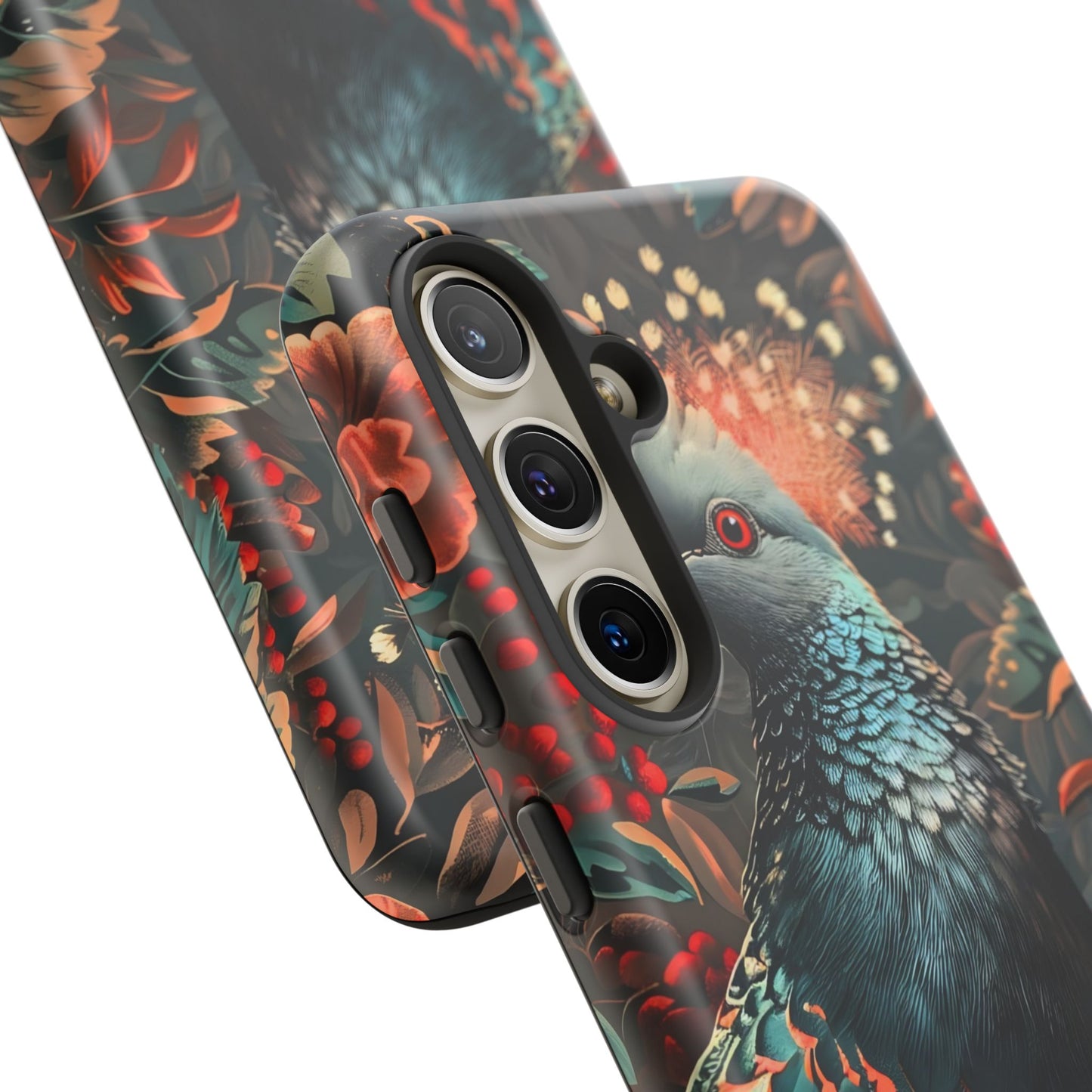 Floral Peacock Phone Case, Tough Cases, Artistic Phone Cover, Unique Gift, Nature Lover Accessory, Protective Case
