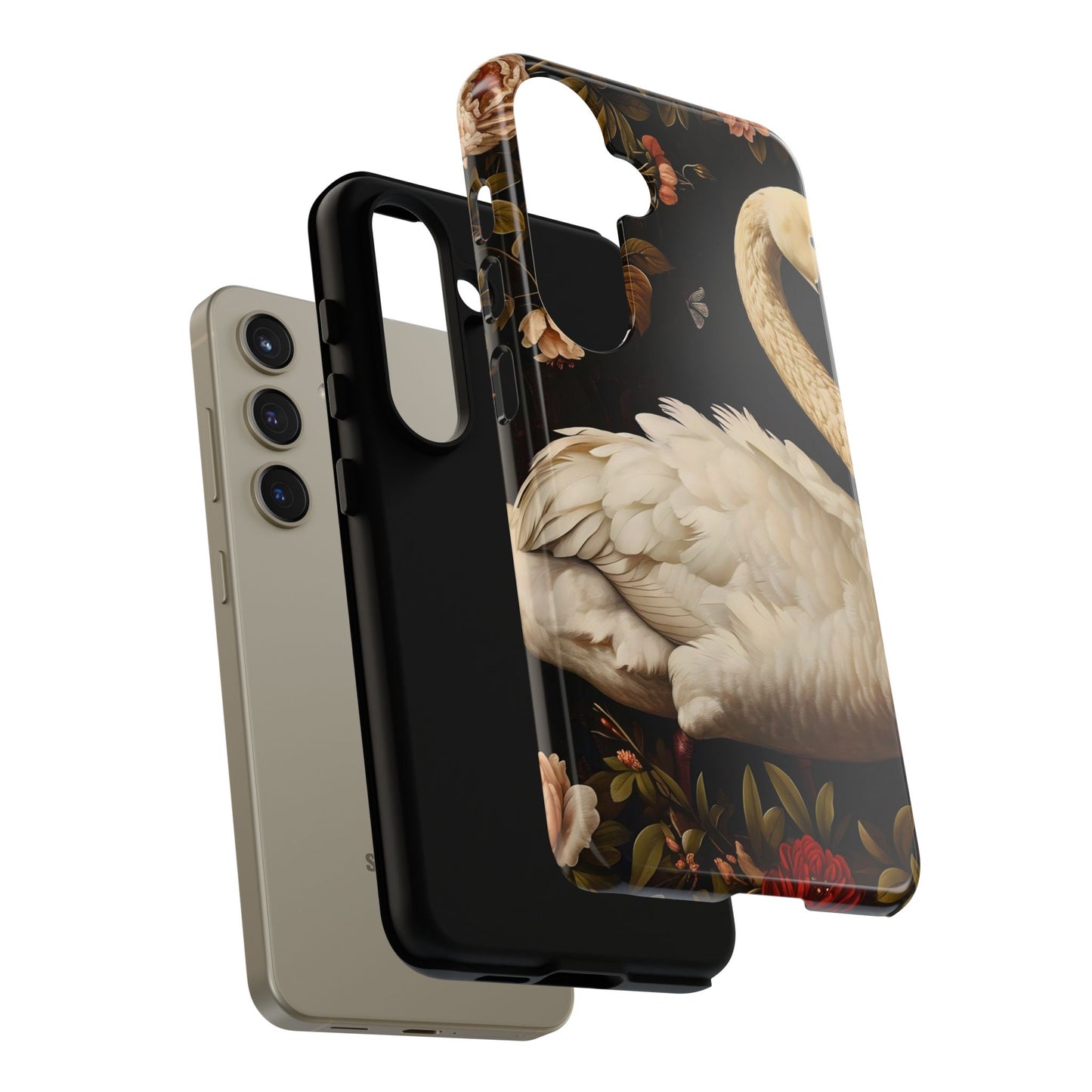 Elegant Swan Phone Case, Floral iPhone Cover, Tough Phone Case, Gift for Her, Nature Lover, Mother's Day, Birthday