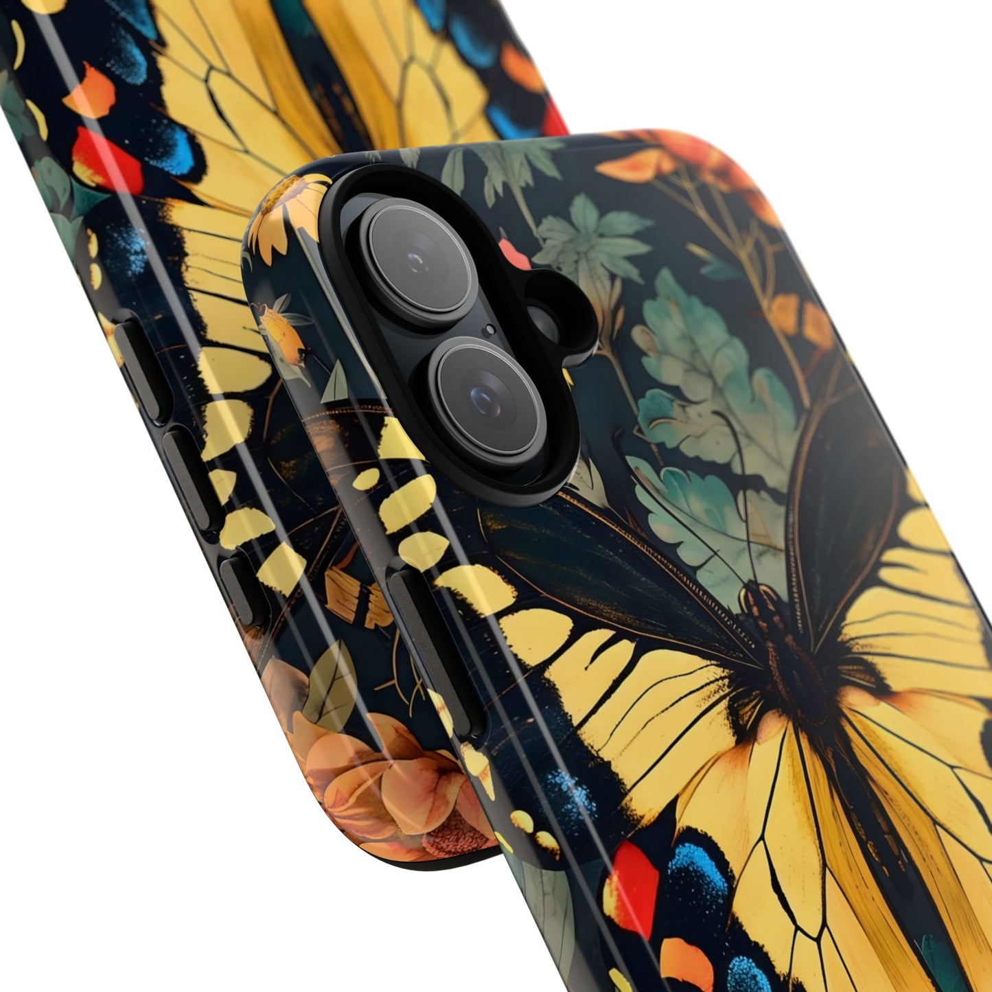 Butterfly Floral Phone Case, Art-inspire Tough Case, Gift for Nature Lovers, Butterfly Pattern Cover, Eco-Friendly Mobile Accessory