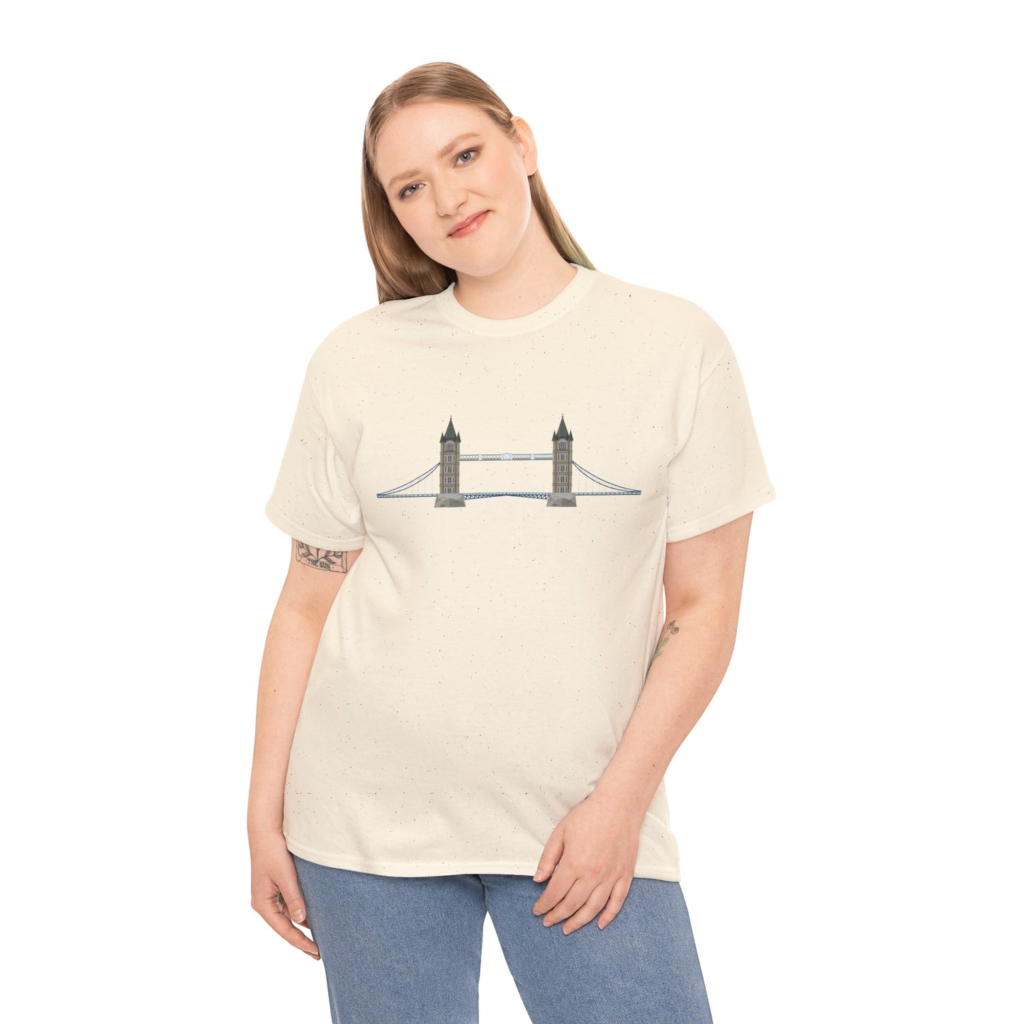 Unisex Heavy Cotton Tee - Tower Bridge - Iconic London Landmark Illustration