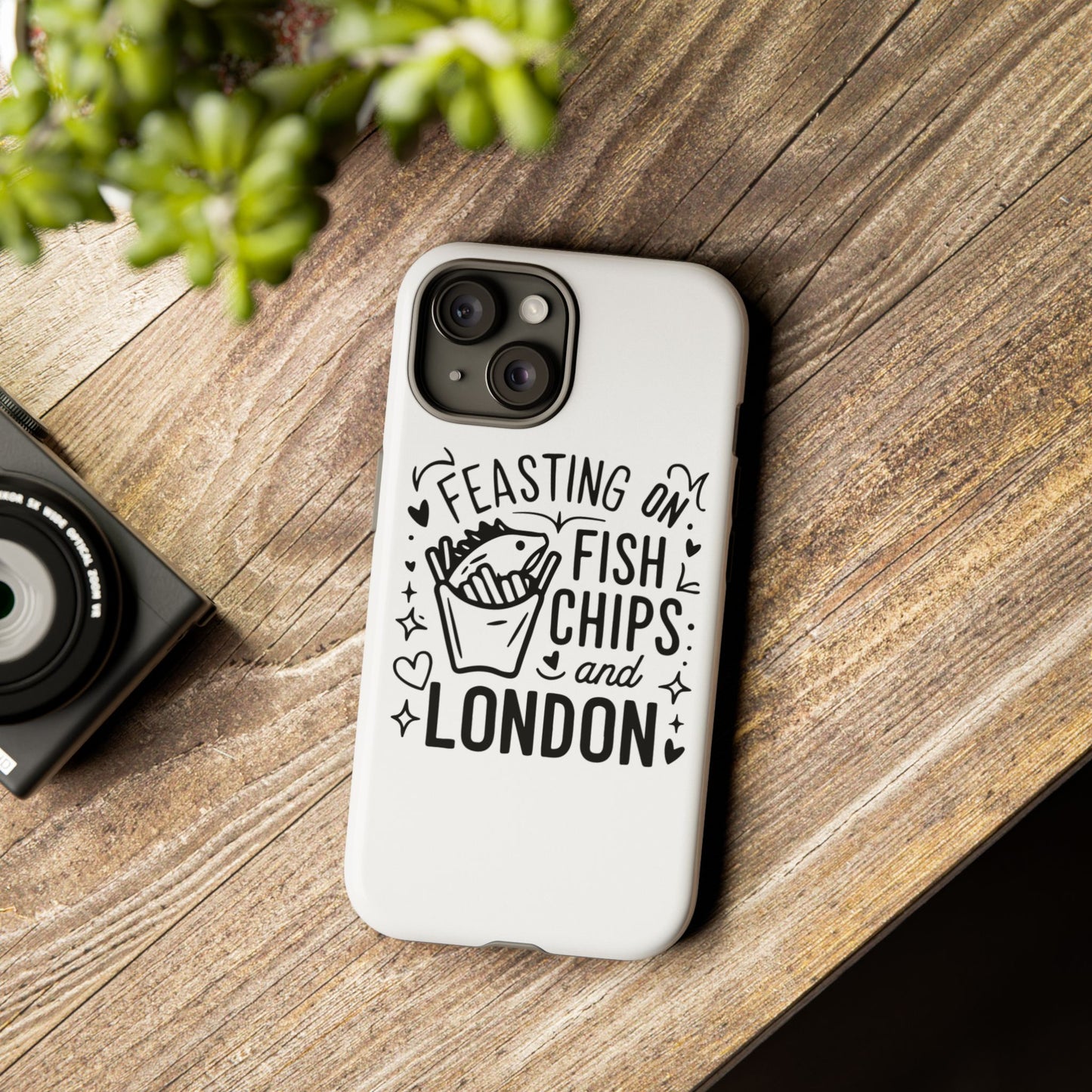 London Fish & Chips Phone Case | Fun Gift for Foodies, Travel Lovers, London Souvenir, Unique Accessories, Personalization Option