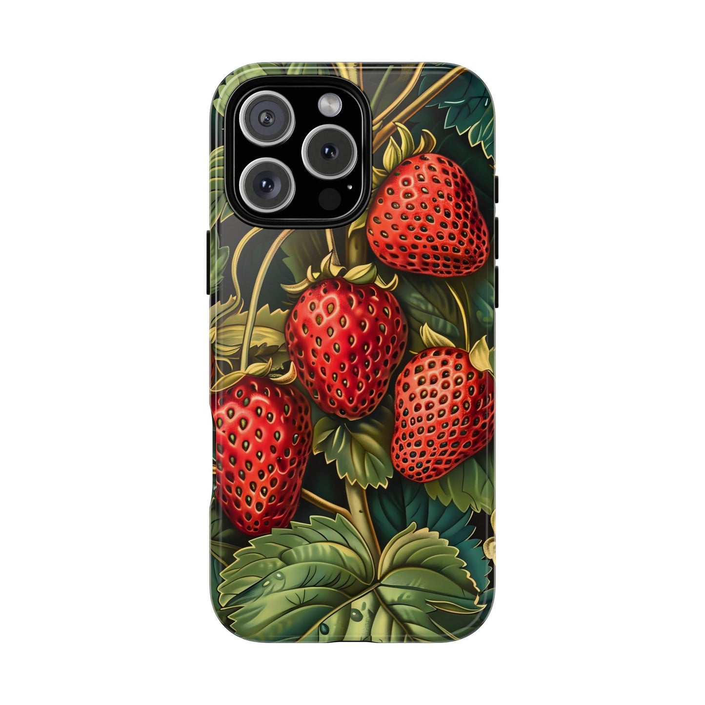 Strawberry Phone Case, Tough Berry Case, Floral Phone Cover, Cute Smartphone Shell, Nature-Inspired Gift