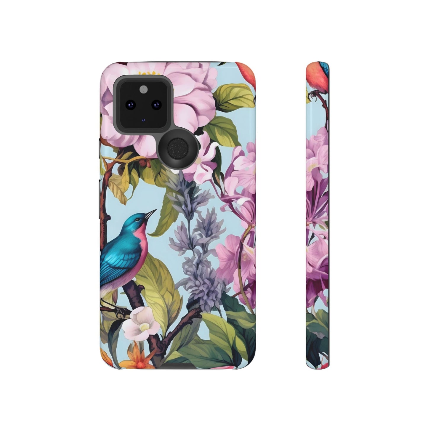 Floral Phone Case with Birds, Tough Cases for Nature Lovers, Stylish Phone Accessories, Unique Gifts for Her, Cute Tech Protector