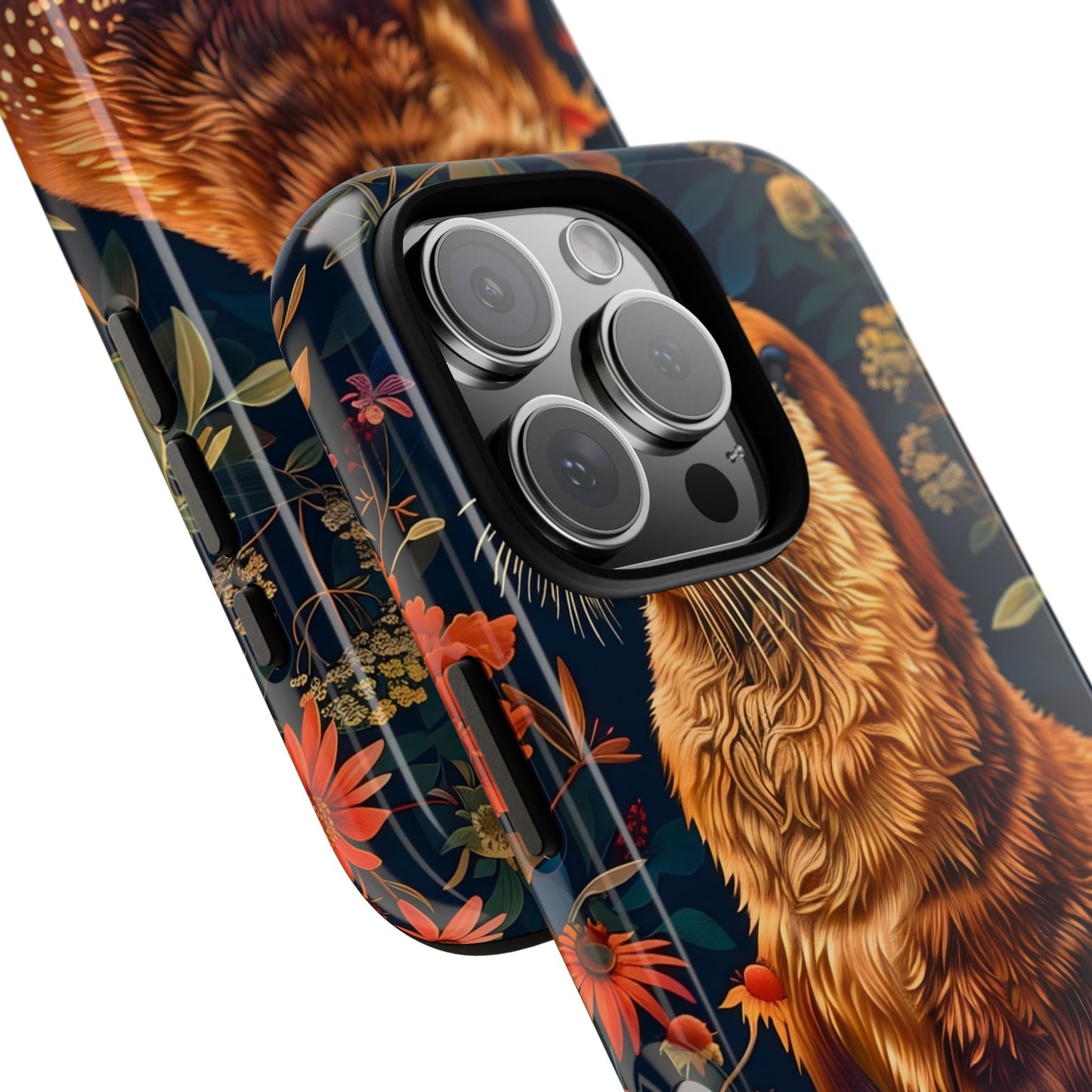 Otter Phone Case, Floral Otter Design, Tough Phone Cover, Nature Lover Gift, Cute Animal Accessories