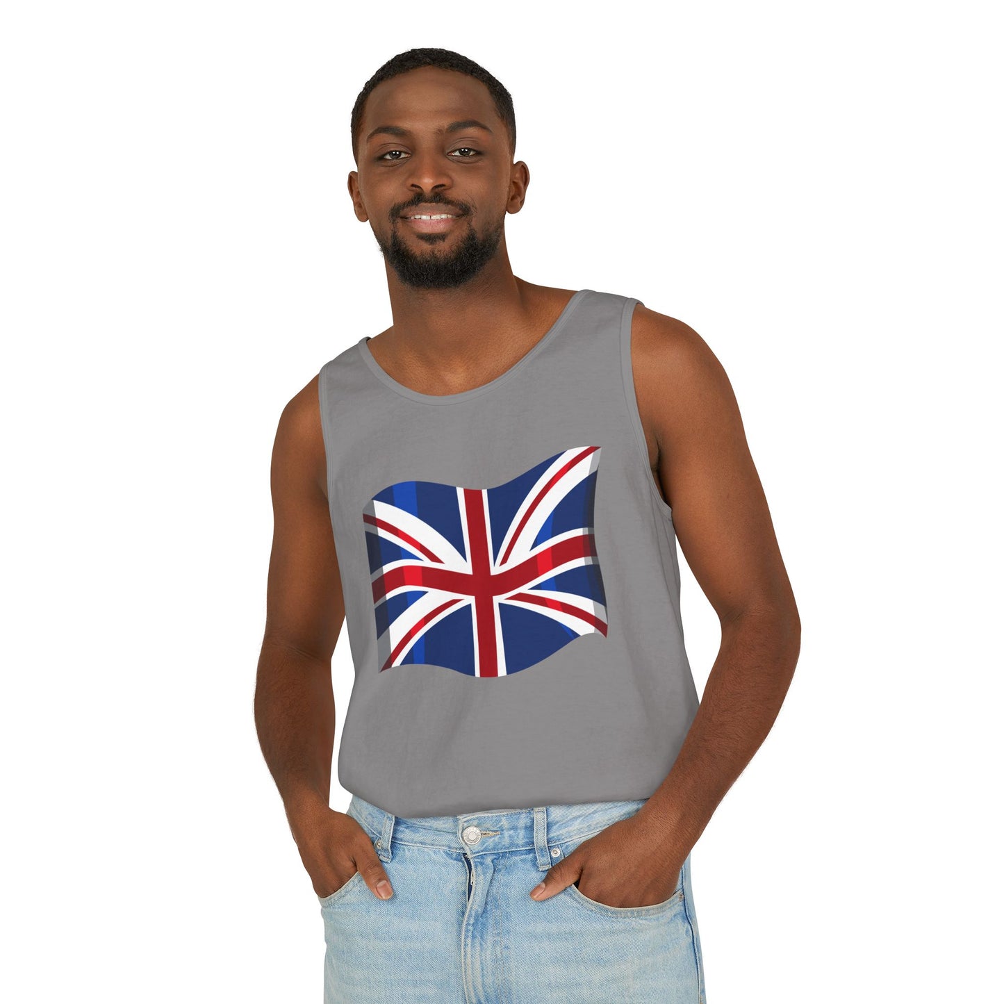 Unisex Garment-Dyed Tank Top - Classic UK Flag Design - Union Jack Symbol