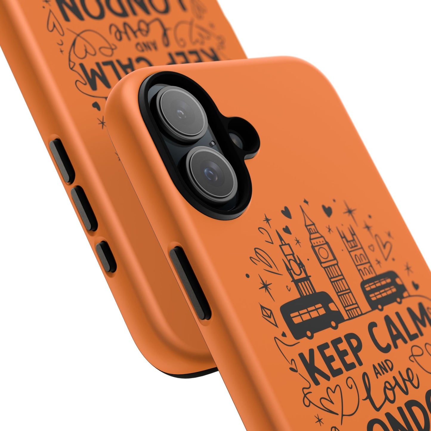 London-Themed Phone Case: Keep Calm and Love London, UK Souvenir, Travel Gift, City Lover, Smartphone Accessories, Orange Design