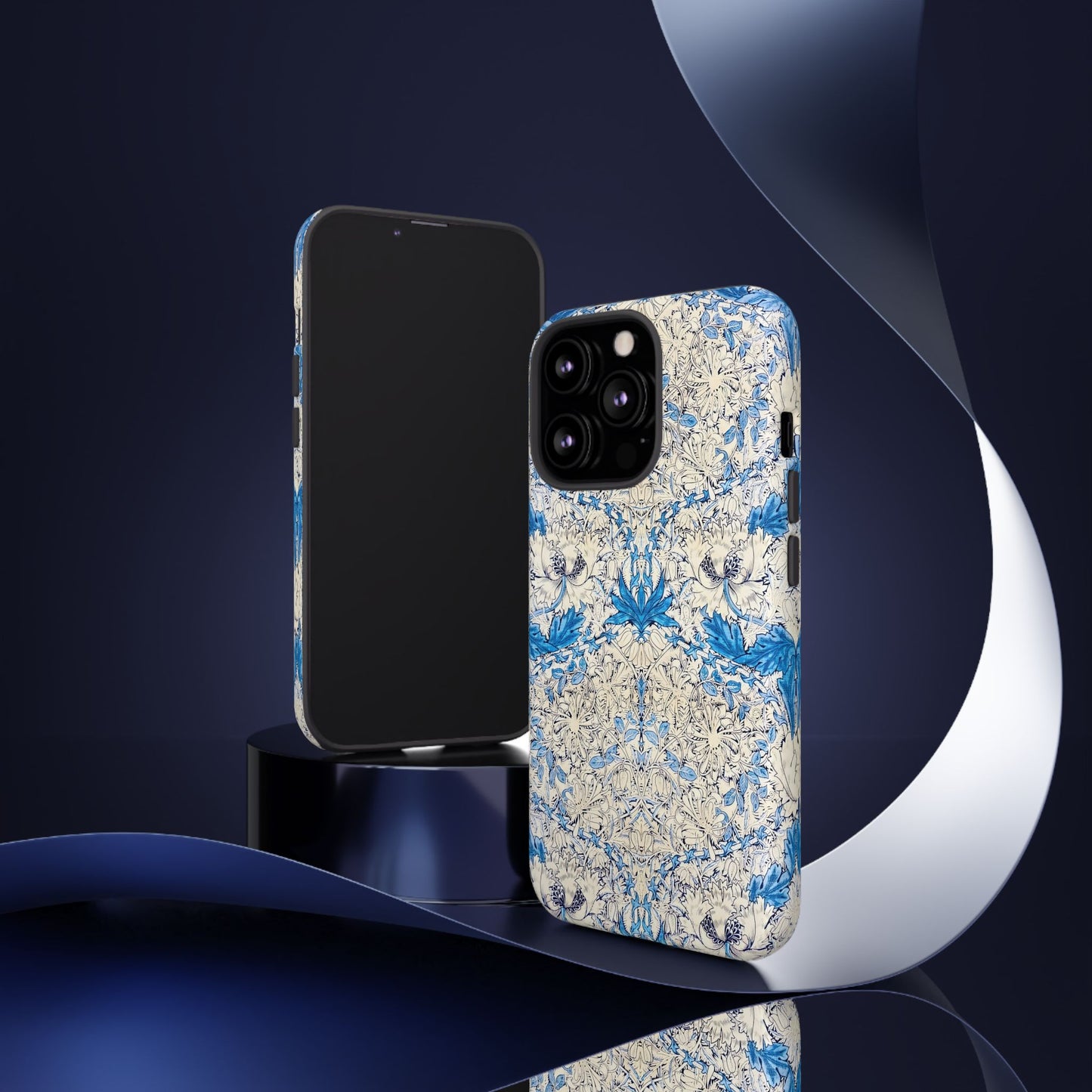 Elegant Floral Phone Case, Tough iPhone Cover, Stylish Mobile Protector, Blue Patterned Case, Unique Gift for Her