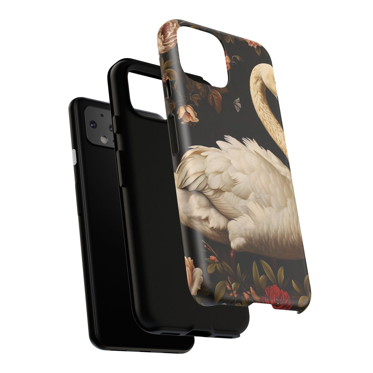 Elegant Swan Phone Case, Artistic Mobile Cover, Floral Phone Protector, Stylish Gift for Her, Modern Phone Accessory