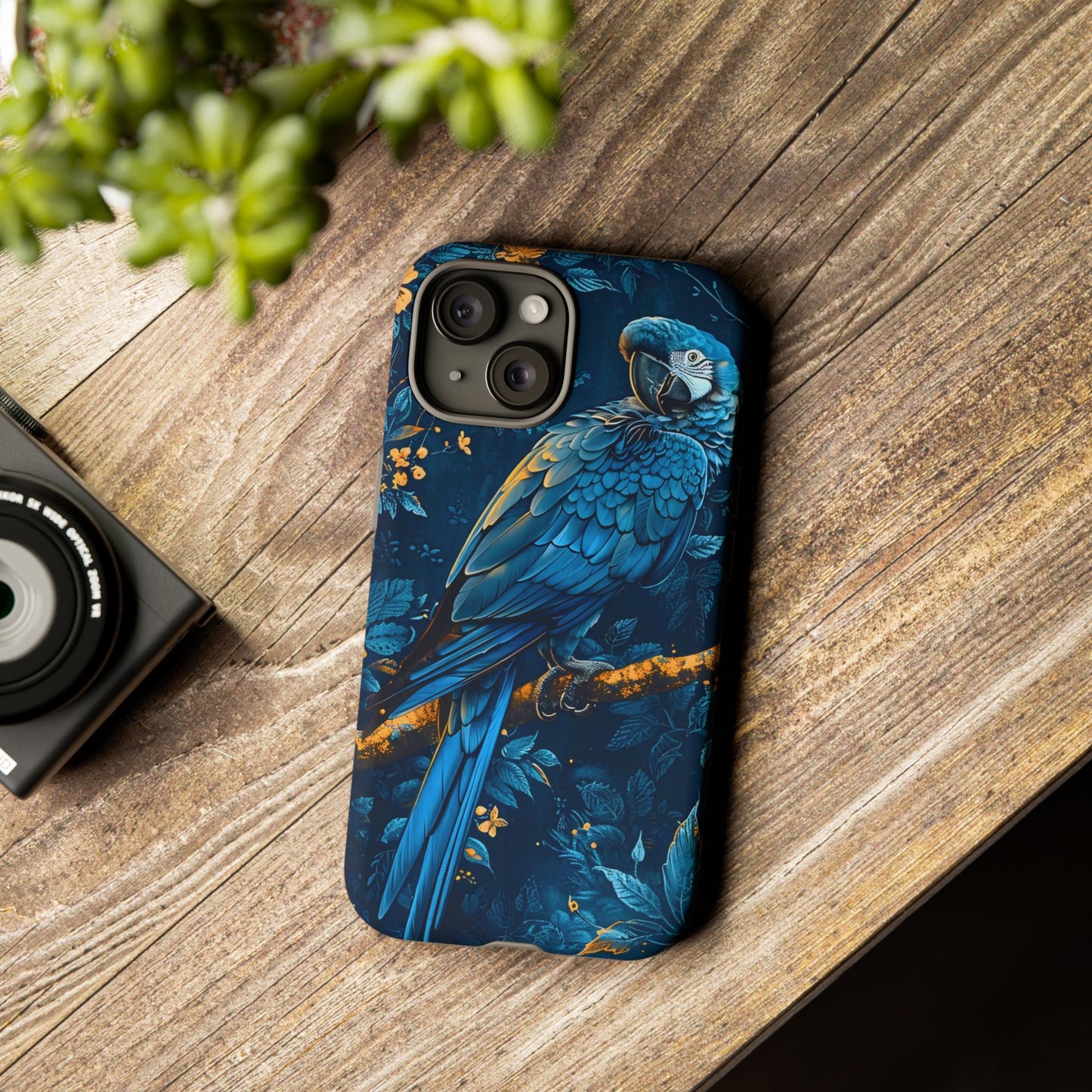 Tough Cases - Vibrant Blue Parrot Phone Case, Tropical Bird Phone Cover, Nature Lover Gift, Eco-Friendly Accessories, Unique Wildlife Decor
