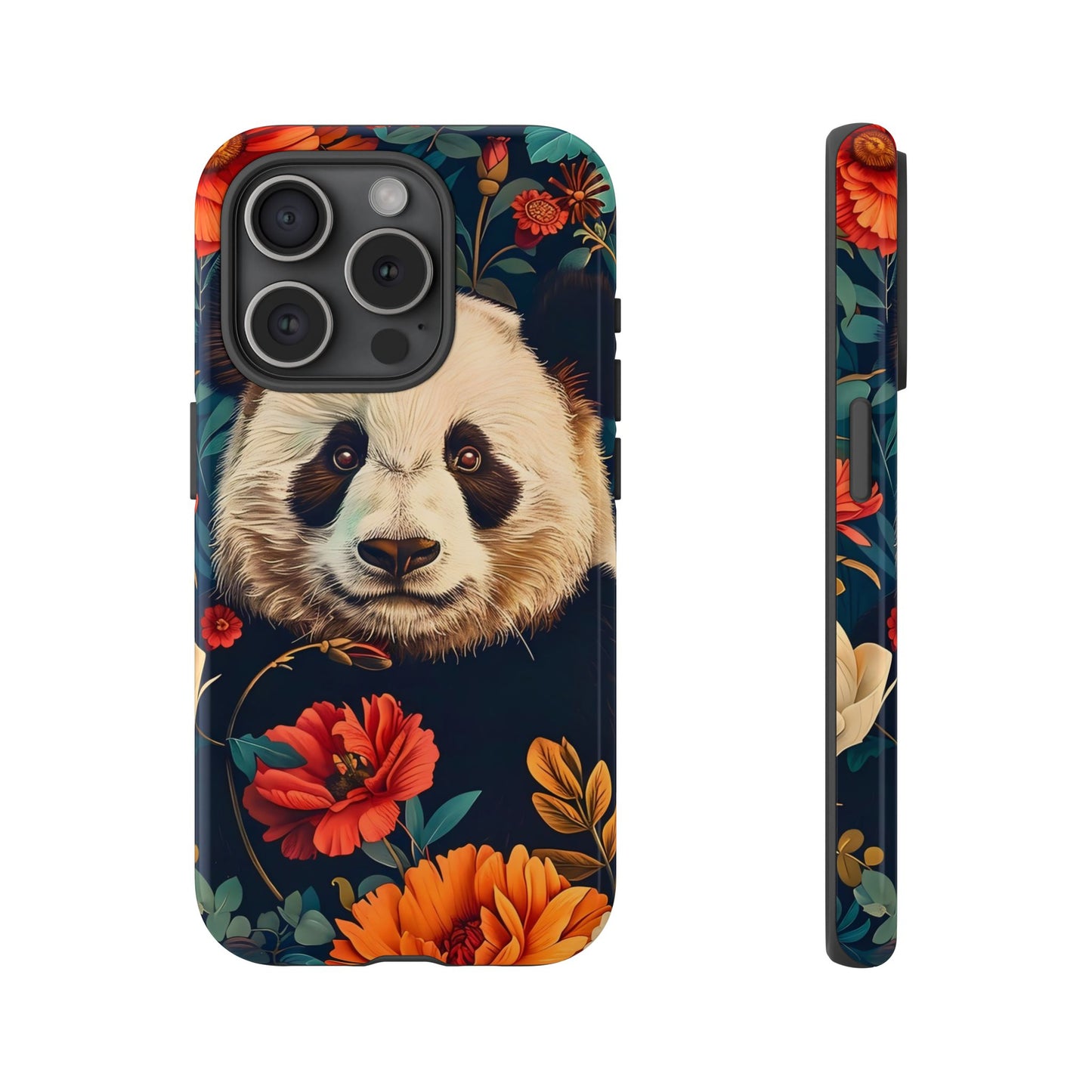 Panda Floral Phone Case, Tough Cases, Cute Animal Case, Floral Design, Gifts for Animal Lovers, Phone Accessories