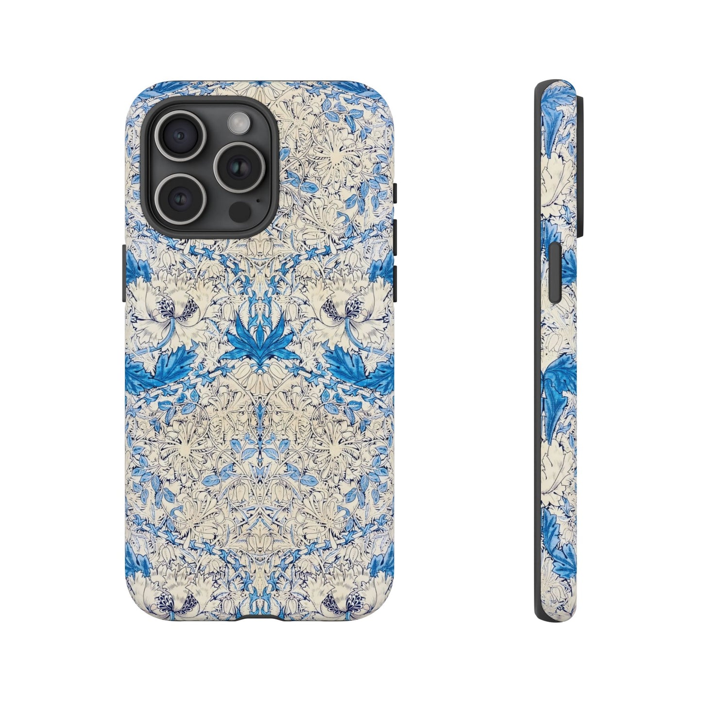 Elegant Floral Phone Case, Tough iPhone Cover, Stylish Mobile Protector, Blue Patterned Case, Unique Gift for Her
