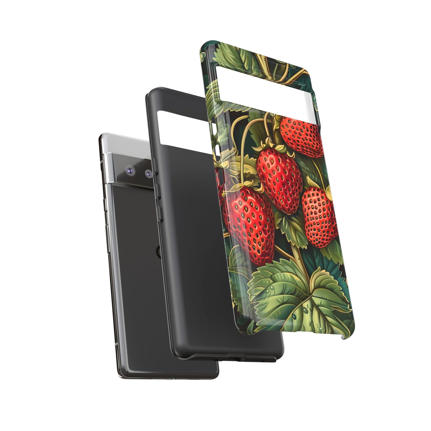 Strawberry Phone Case, Tough Berry Case, Floral Phone Cover, Cute Smartphone Shell, Nature-Inspired Gift