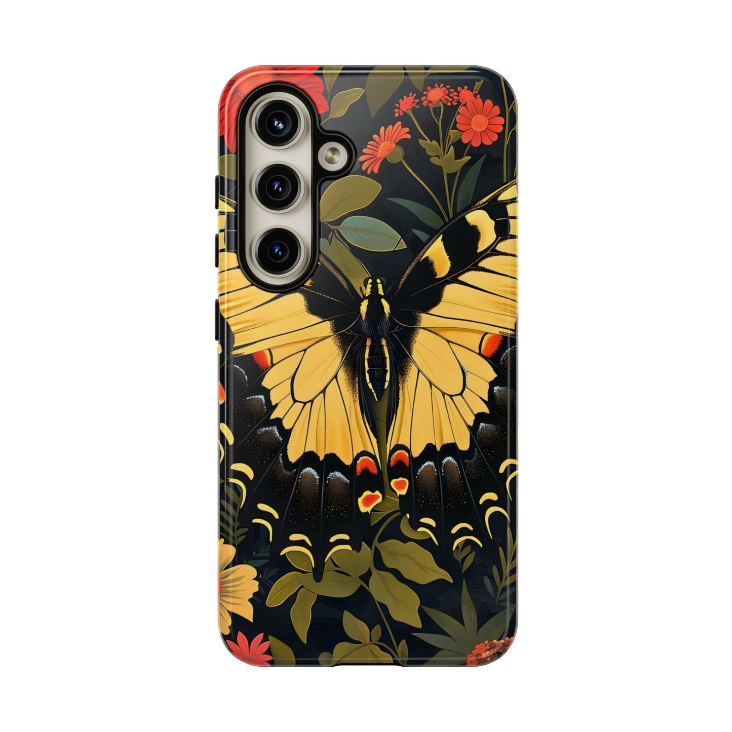 Butterfly Floral Phone Case, Tough Cases with Vibrant Design, Protective Cover for Nature Lovers, Gift for Her