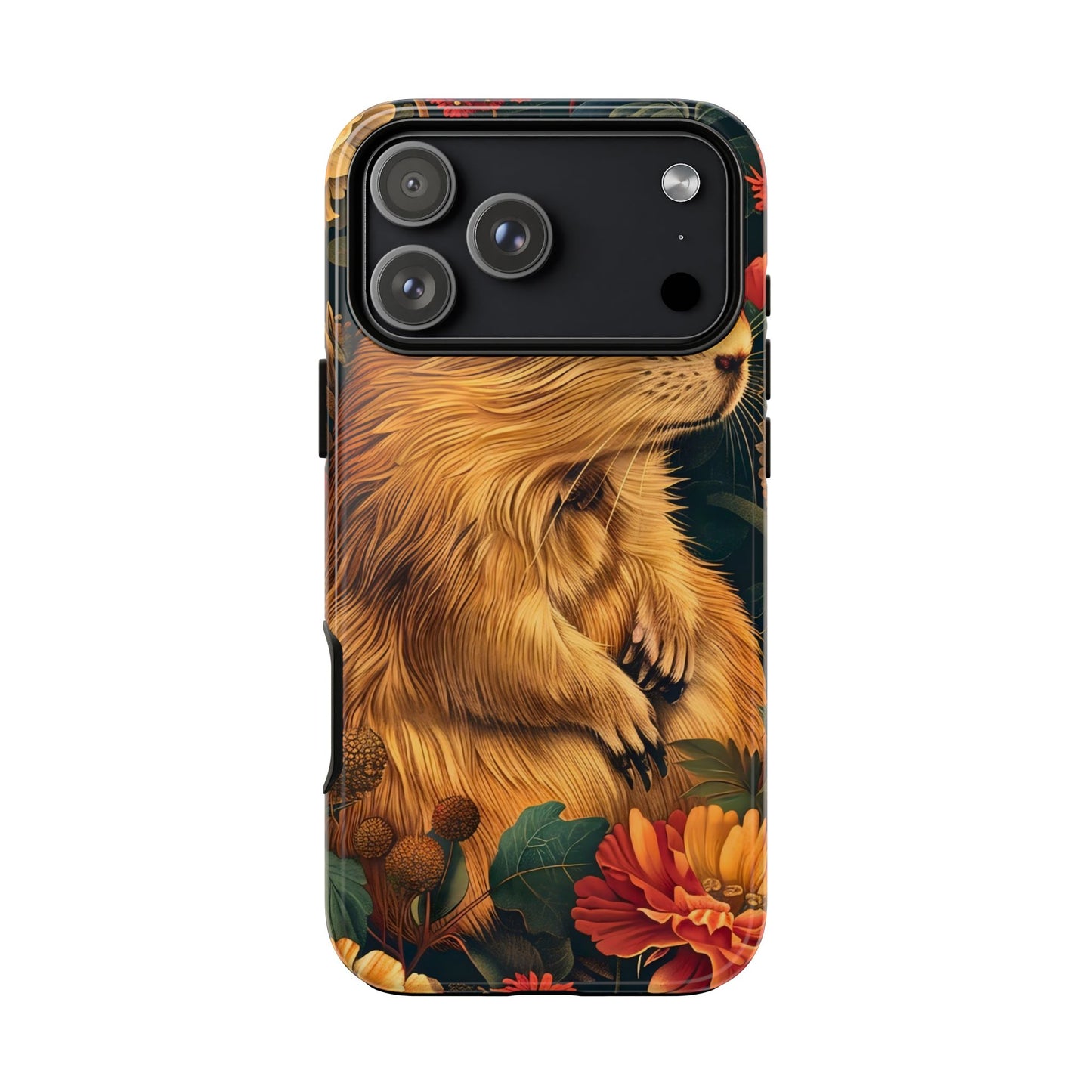 Cute Animal Phone Case, Floral Design Tough Cases for Nature Lovers, Gifts for Her, Customizable Mobile Accessory, Pet Lover Phone Cover