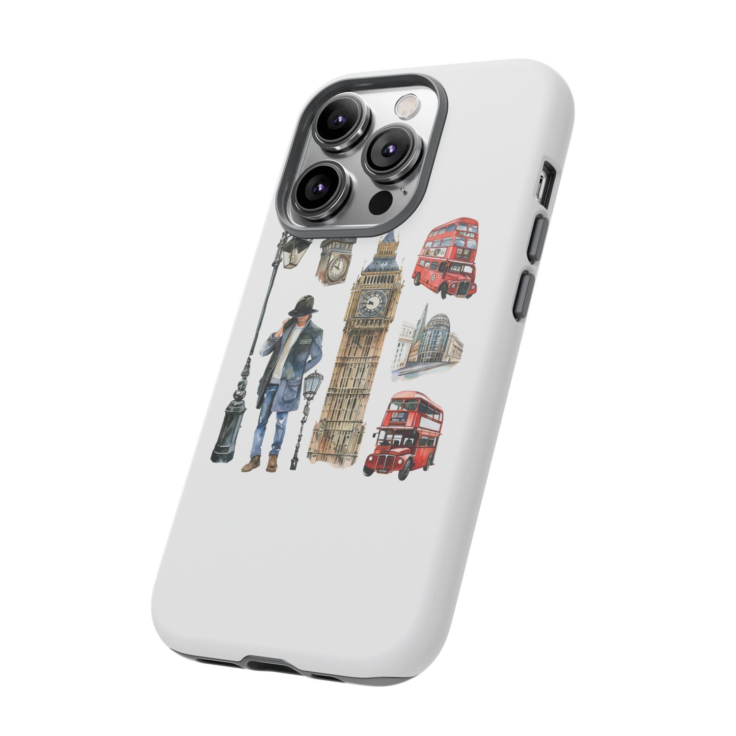 London Iconic Design Phone Case, Tough Cases, Gift for Travelers, London Souvenir, London Icons, Red Bus Phone Case