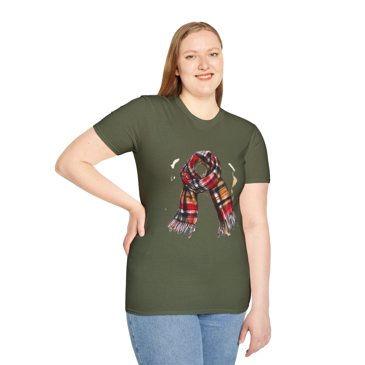 Unisex Softstyle T-Shirt - Classic British Plaid Scarf Design
