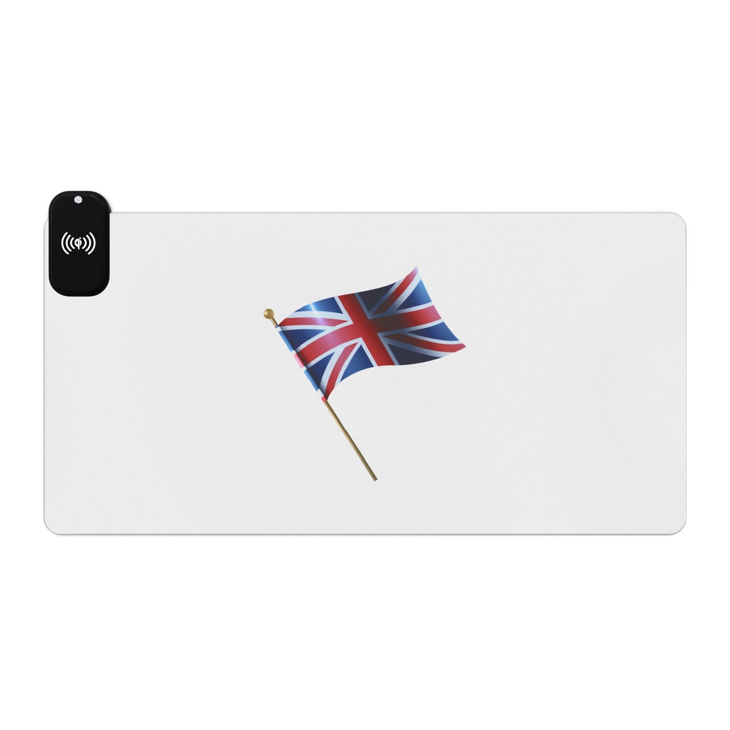 British Flag on Pole - LED Gaming Mouse Pad with Wireless Charging - UK Flag Design, Gamer Accessories, Office Decor, Desk Essentials, Gift for Gamers