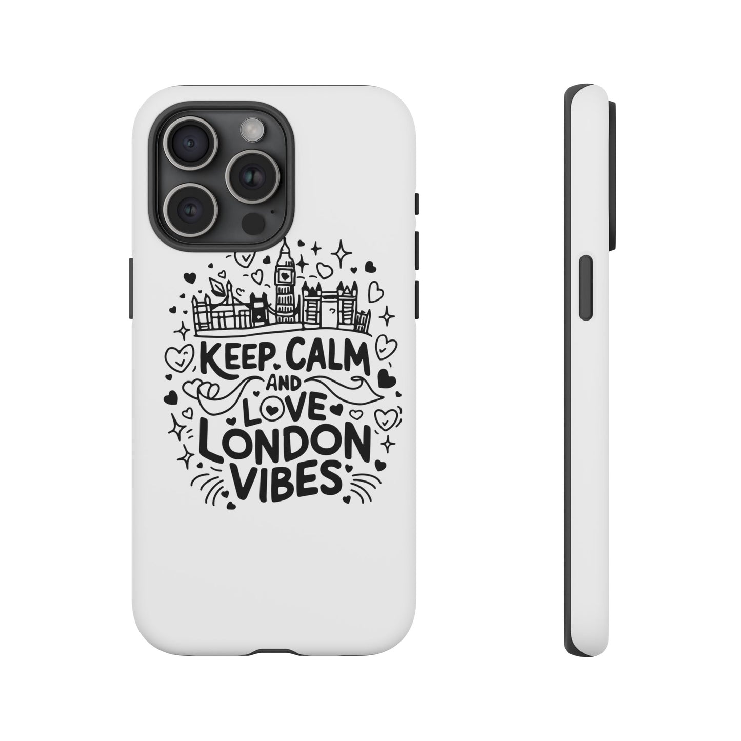 London Vibes Phone Case – Keep Calm Design, iPhone Accessories, Gift for Travelers, London Souvenir, Unique Cell Phone Cover