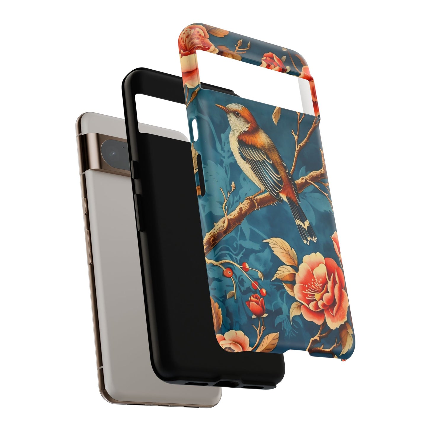Bird & Floral Phone Case, Tough Cases for Nature Lovers, Gift for Her, Customizable Design, Vibrant Tech Accessories