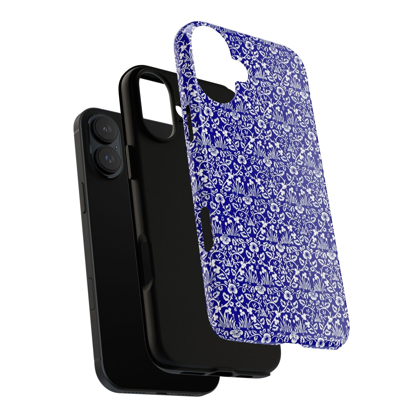 Elegant Floral Phone Case - Tough Cases, Blue Floral Design, Stylish Phone Accessory, Unique Gift, Modern Tech Protection