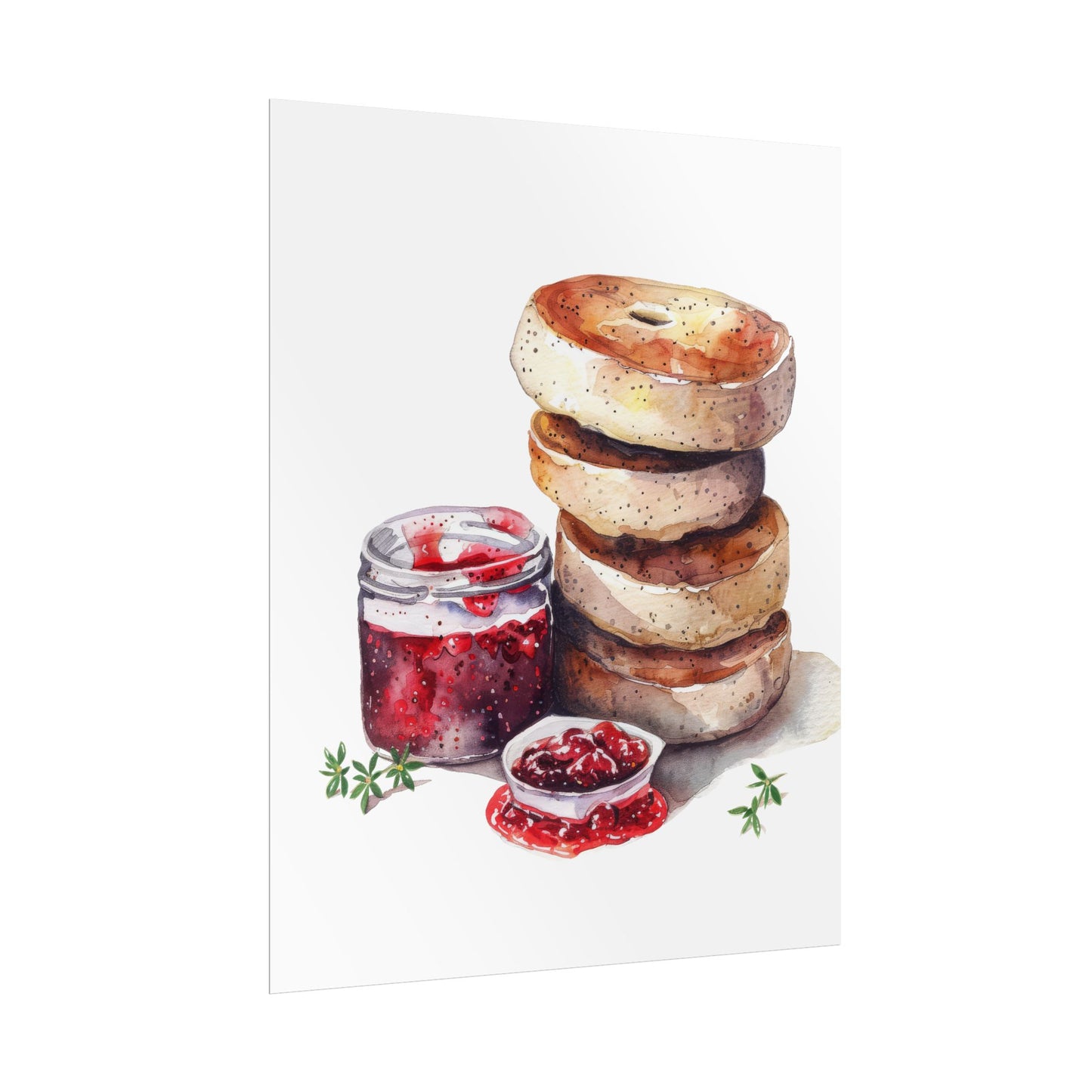 Breakfast Bagel Art Print, Foodie Decor, Kitchen Wall Art, Rolled Poster, Unique Food Gift, Home Cooking Decor