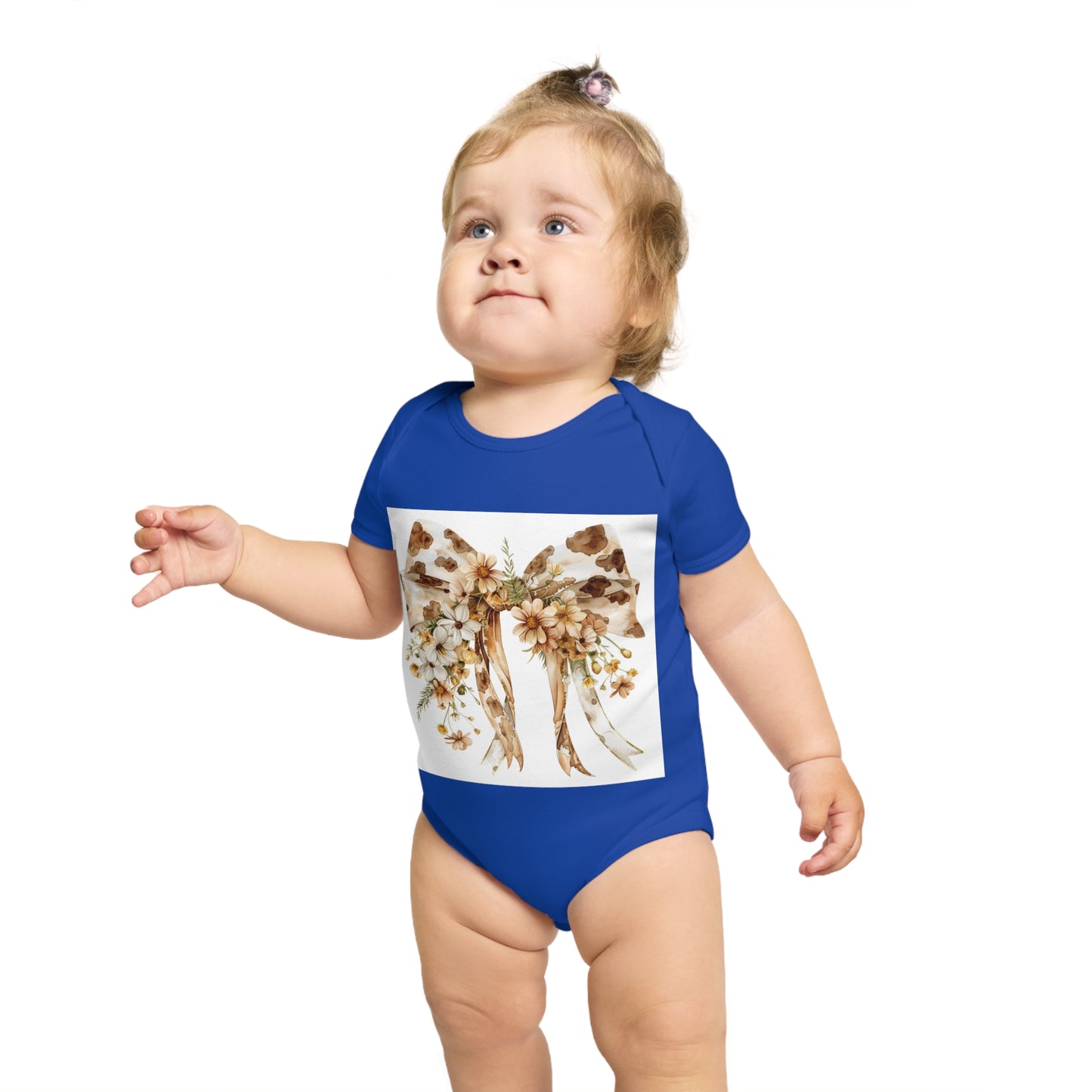 Floral Bow Baby Bodysuit - Adorable Infant Outfit for Celebrations