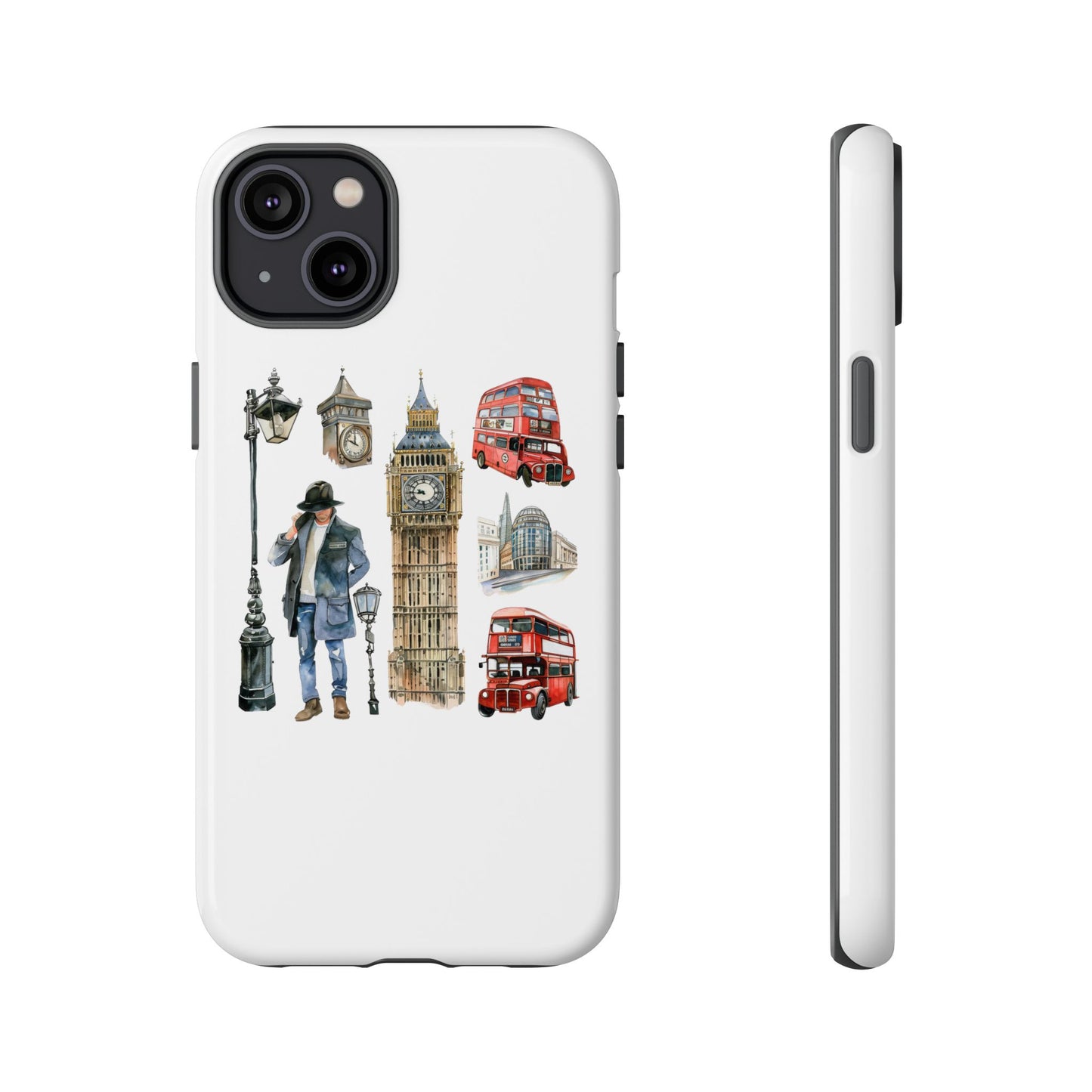 London Iconic Design Phone Case, Tough Cases, Gift for Travelers, London Souvenir, London Icons, Red Bus Phone Case