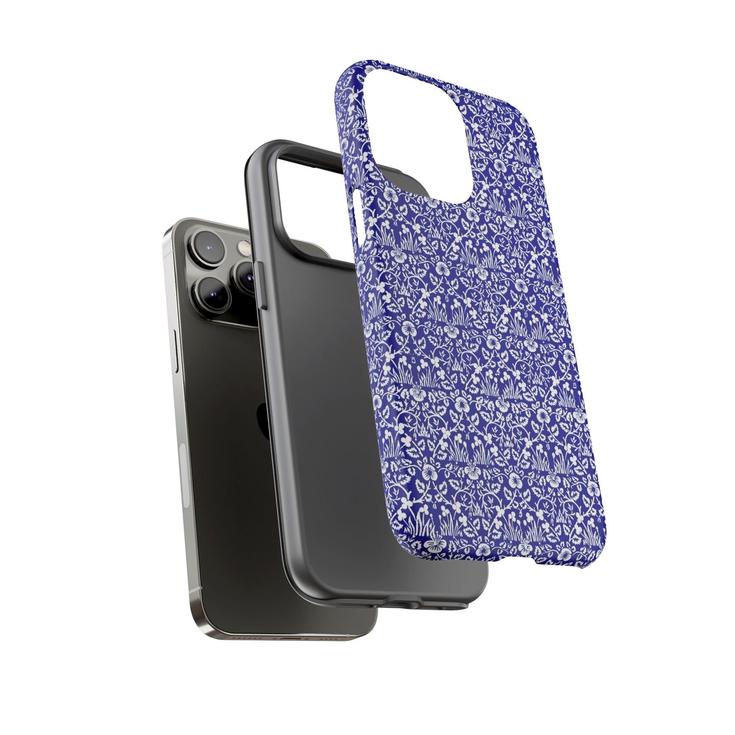 Elegant Floral Phone Case - Tough Cases, Blue Floral Design, Stylish Phone Accessory, Unique Gift, Modern Tech Protection