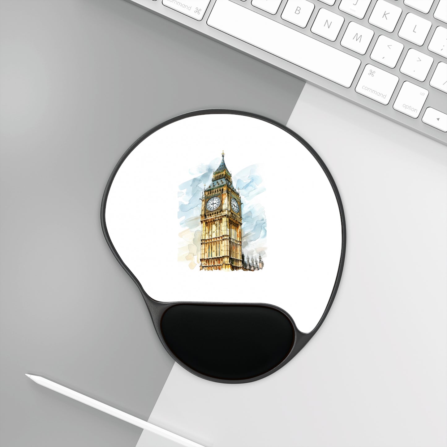 Elegant Big Ben Mouse Pad with Wrist Rest, Office Decor, Computer Accessory, Gift for Home Office, Work from Home Essentials