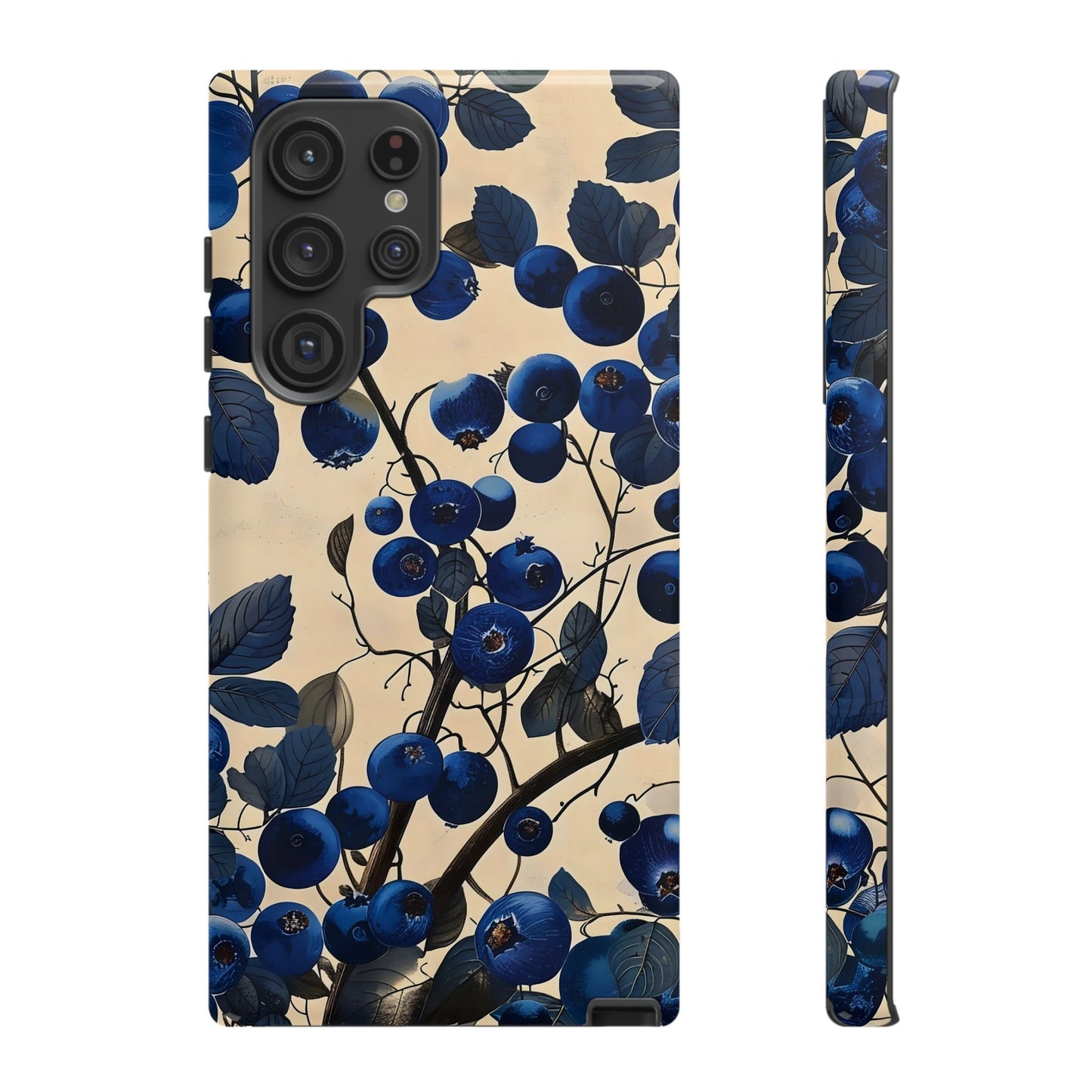 Blue Berry Tough Phone Case, Floral Phone Cover, Stylish Protective Case, Unique Gift for Her, Phone Accessories