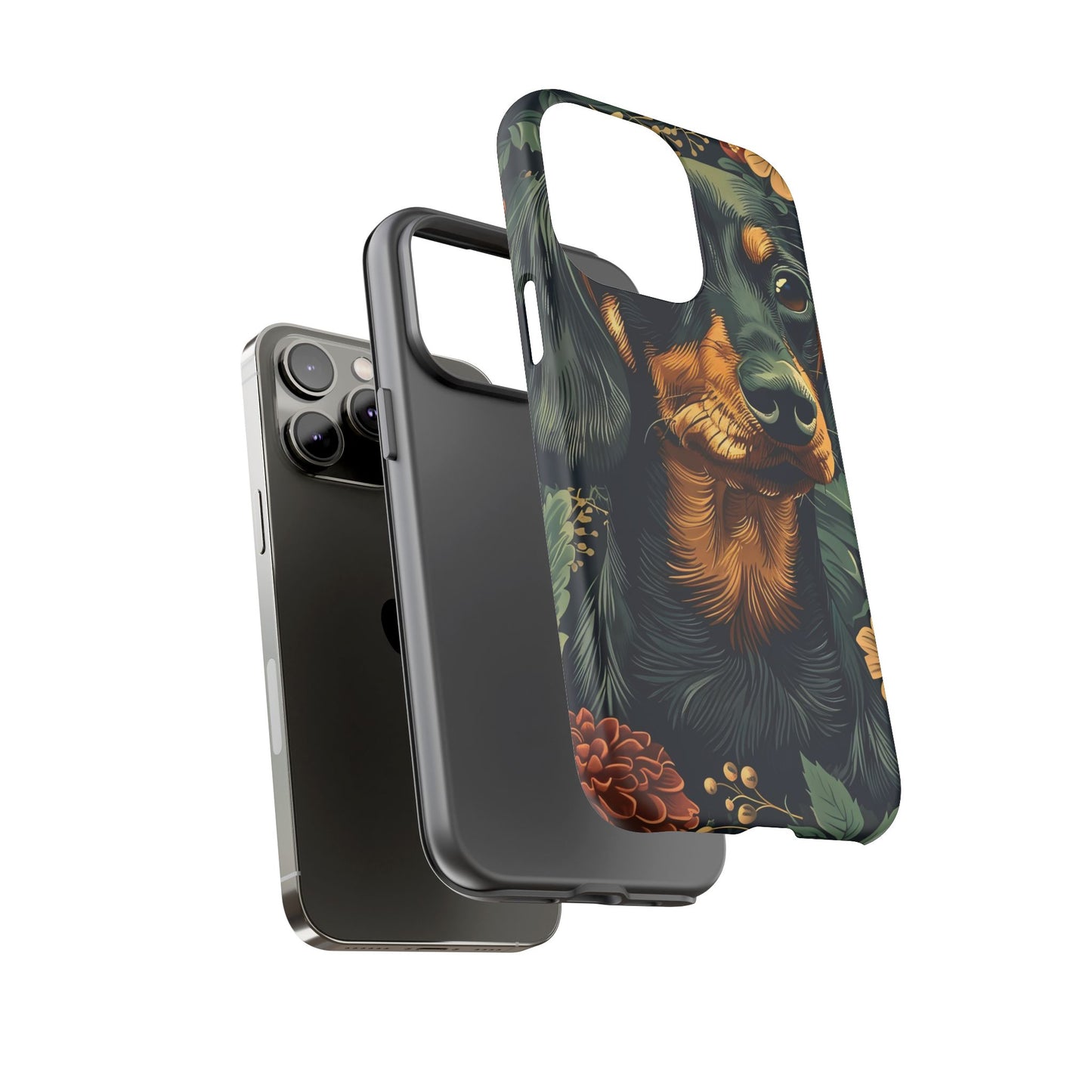 Dachshund Phone Case, Floral Pet Phone Cover, Dog Lover Gift, Tough Phone Case, Custom Dachshund Design, Unique Dog Owner Accessory