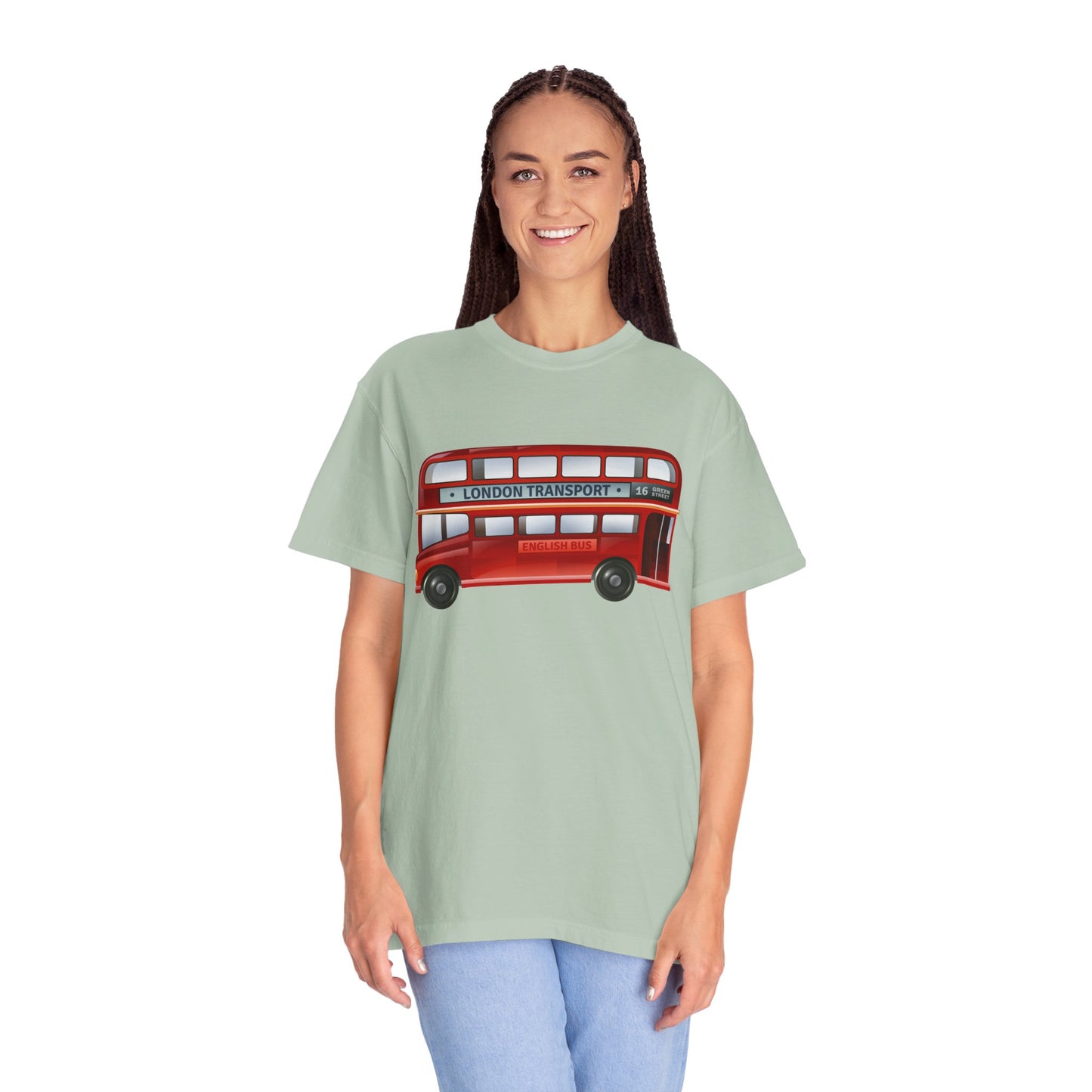 Unisex Garment-Dyed T-shirt - Rolling Through History: The British Red Bus