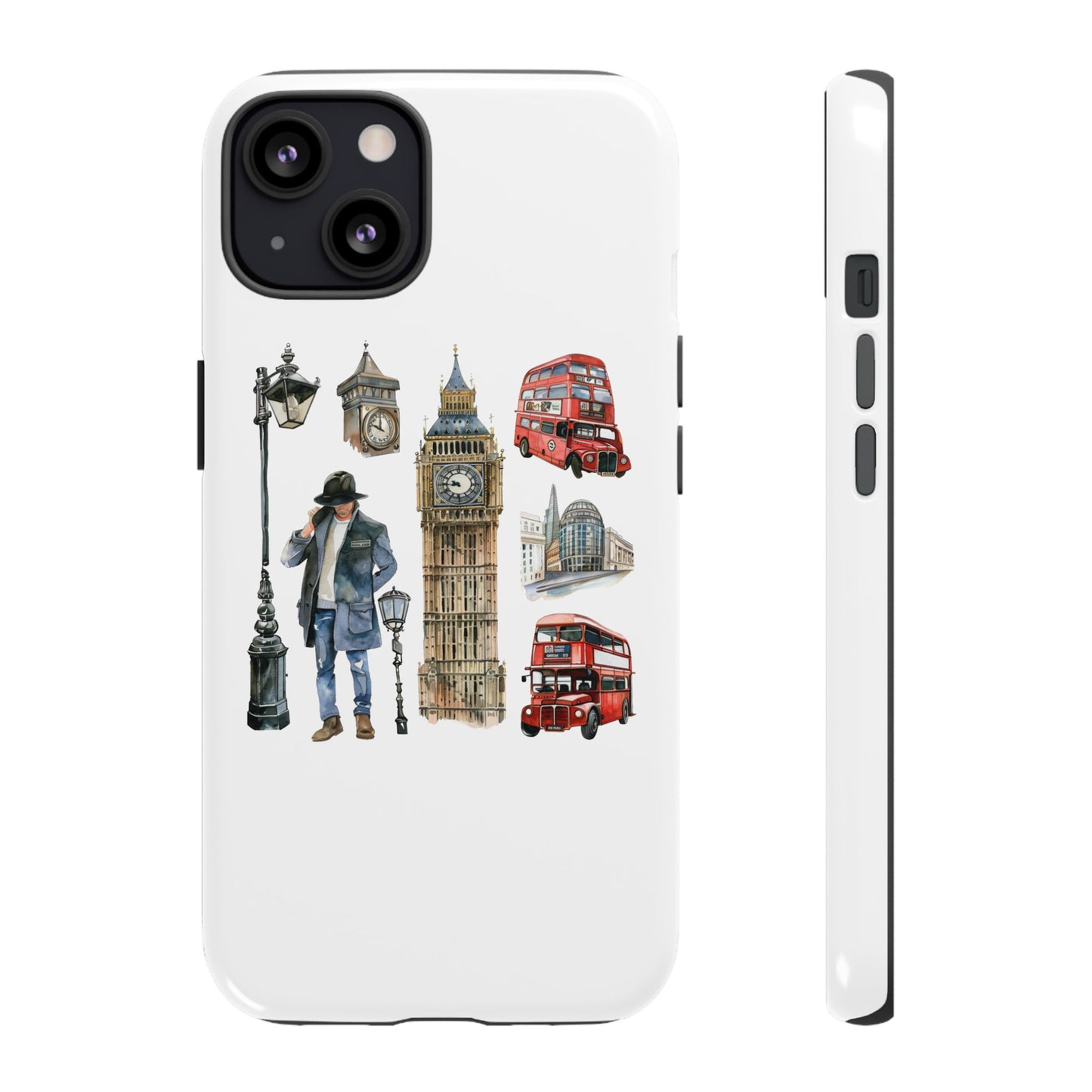 London Iconic Design Phone Case, Tough Cases, Gift for Travelers, London Souvenir, London Icons, Red Bus Phone Case