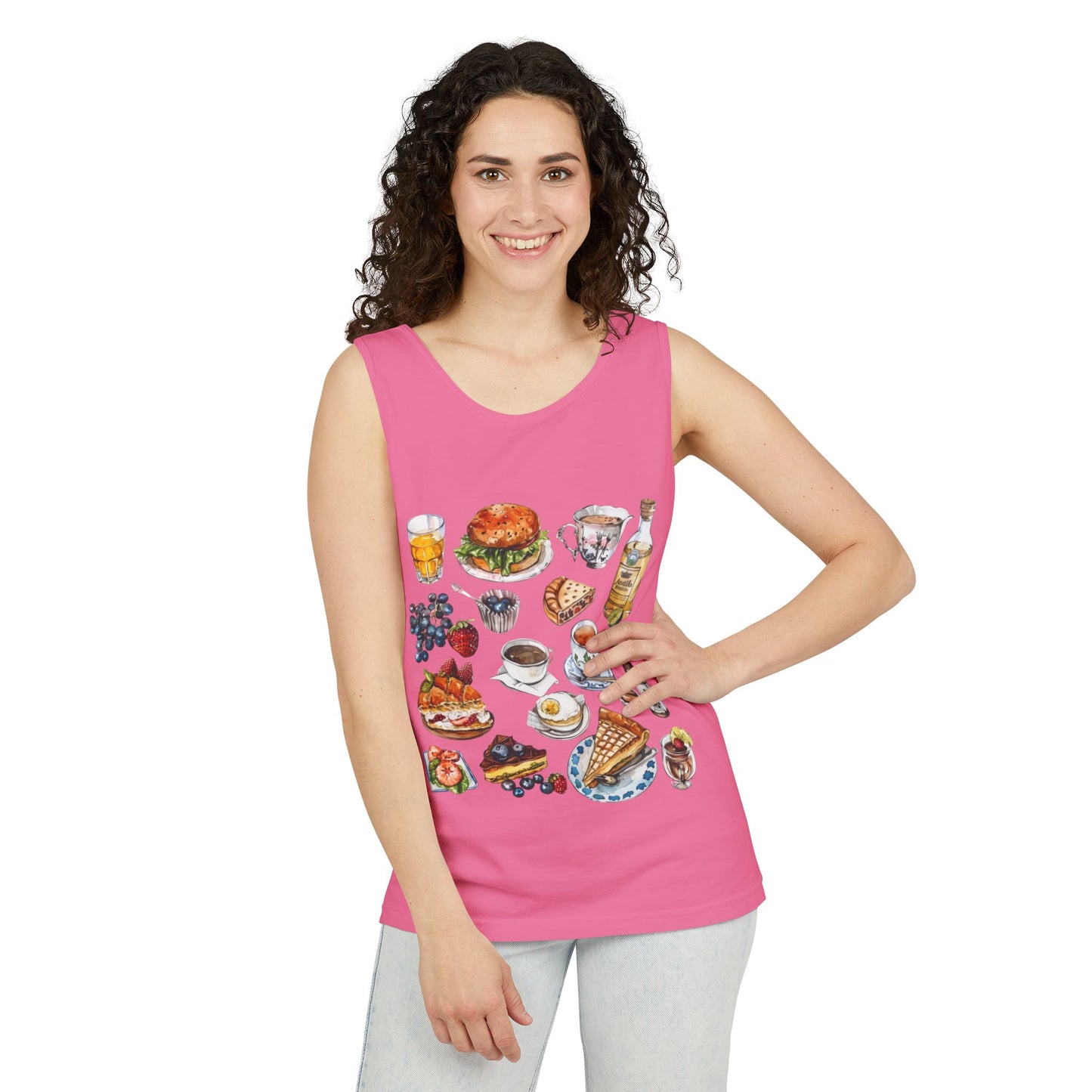 Unisex Garment-Dyed Tank Top - England Travel Icons Artistic Print