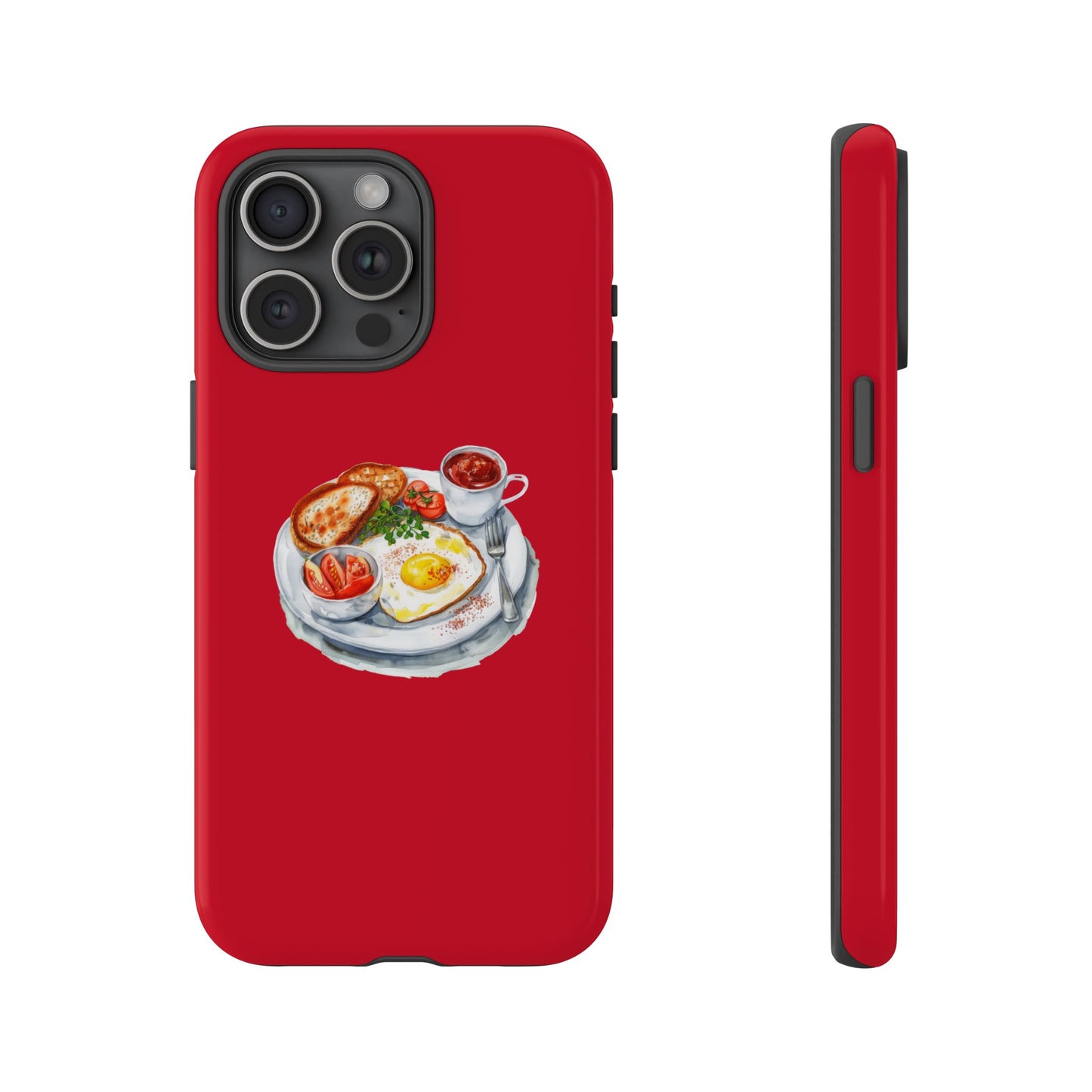 Breakfast-Inspired Phone Case, Tough Phone Covers, Foodie Gifts, Unique Accessories, Cute Kitchen Decor, Red Phone Case