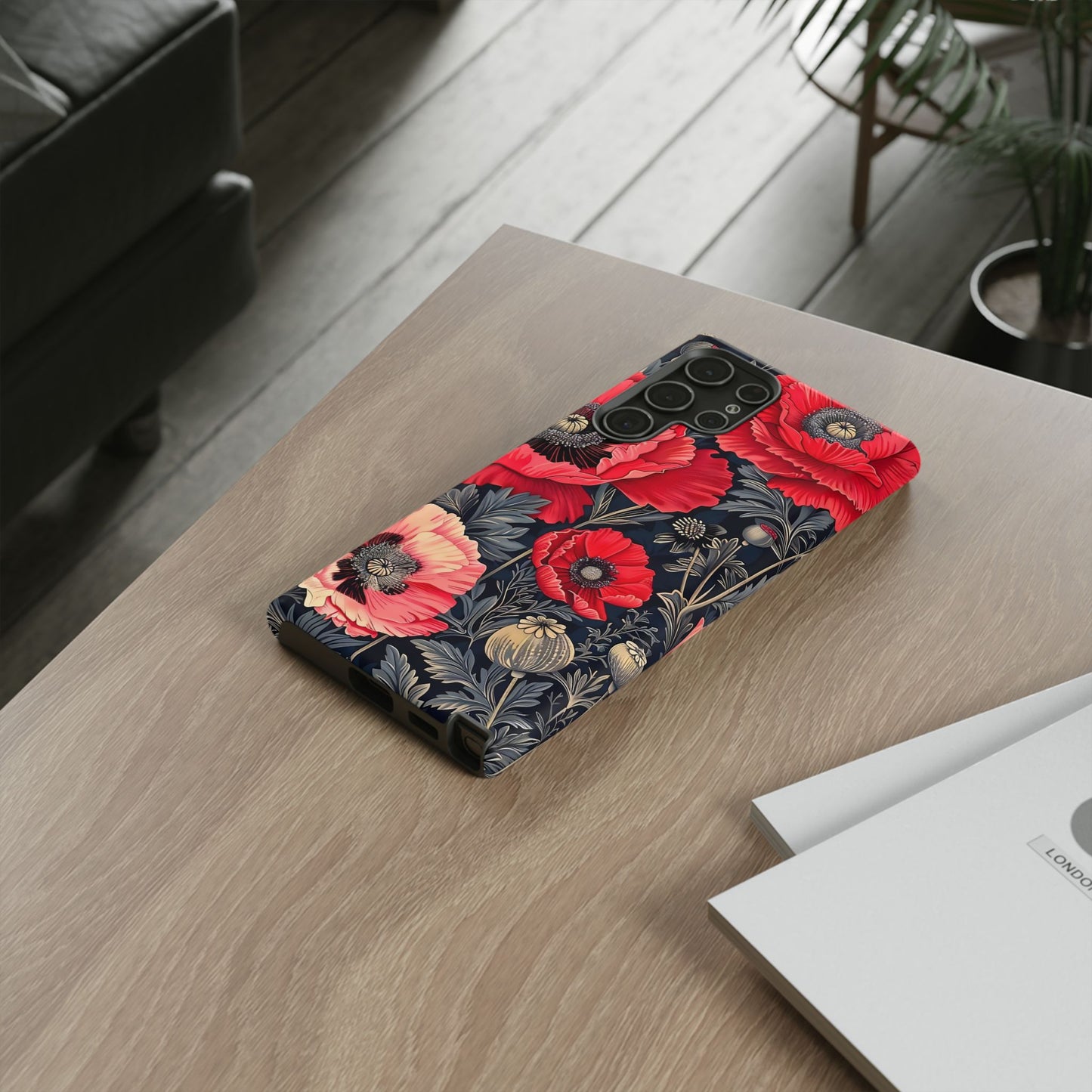 Floral Phone Case with Artistic Poppies, Tough Cases, Flower Design, Nature Lover Gift, Customizable Mobile Cover, Stylish Phone Accessories