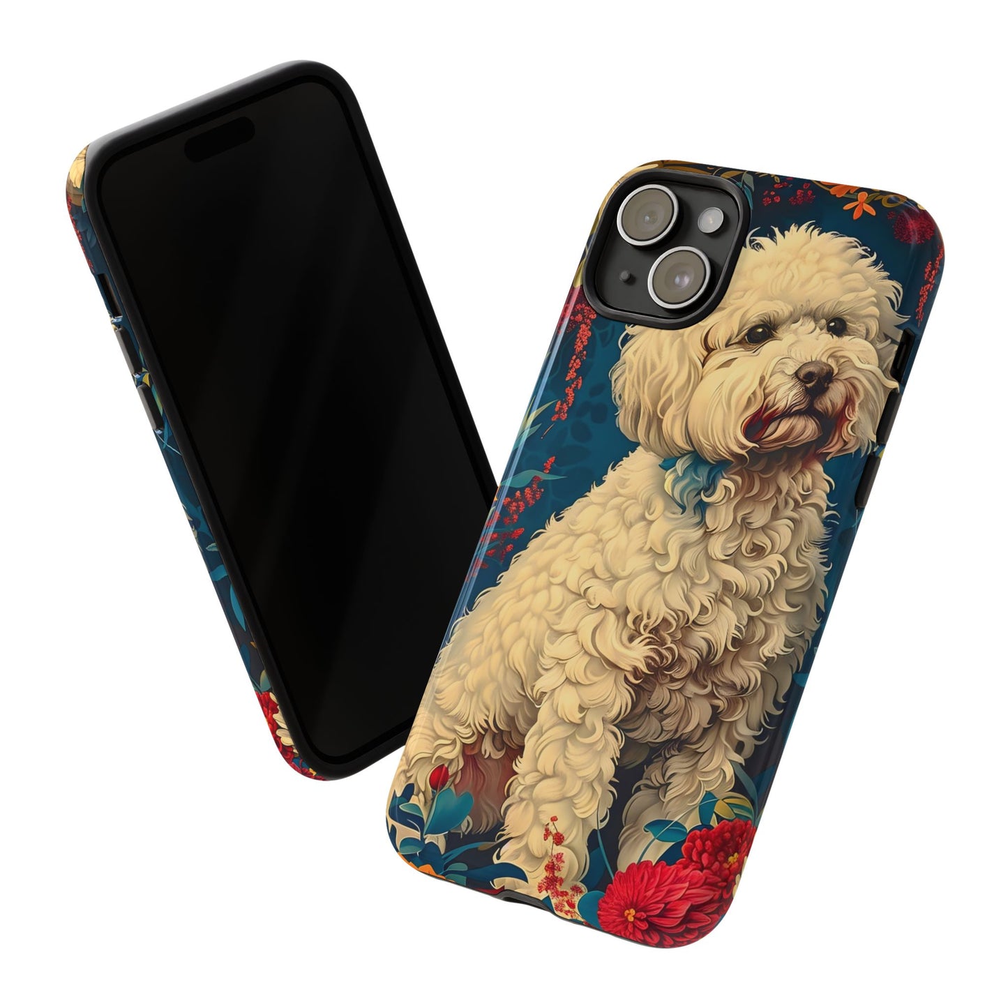 Cute Dog Phone Case, Pet Lover Gift, Floral Design Tough Case, Custom Dog Art, Birthday Gift for Dog Owners, Unique Phone Accessories