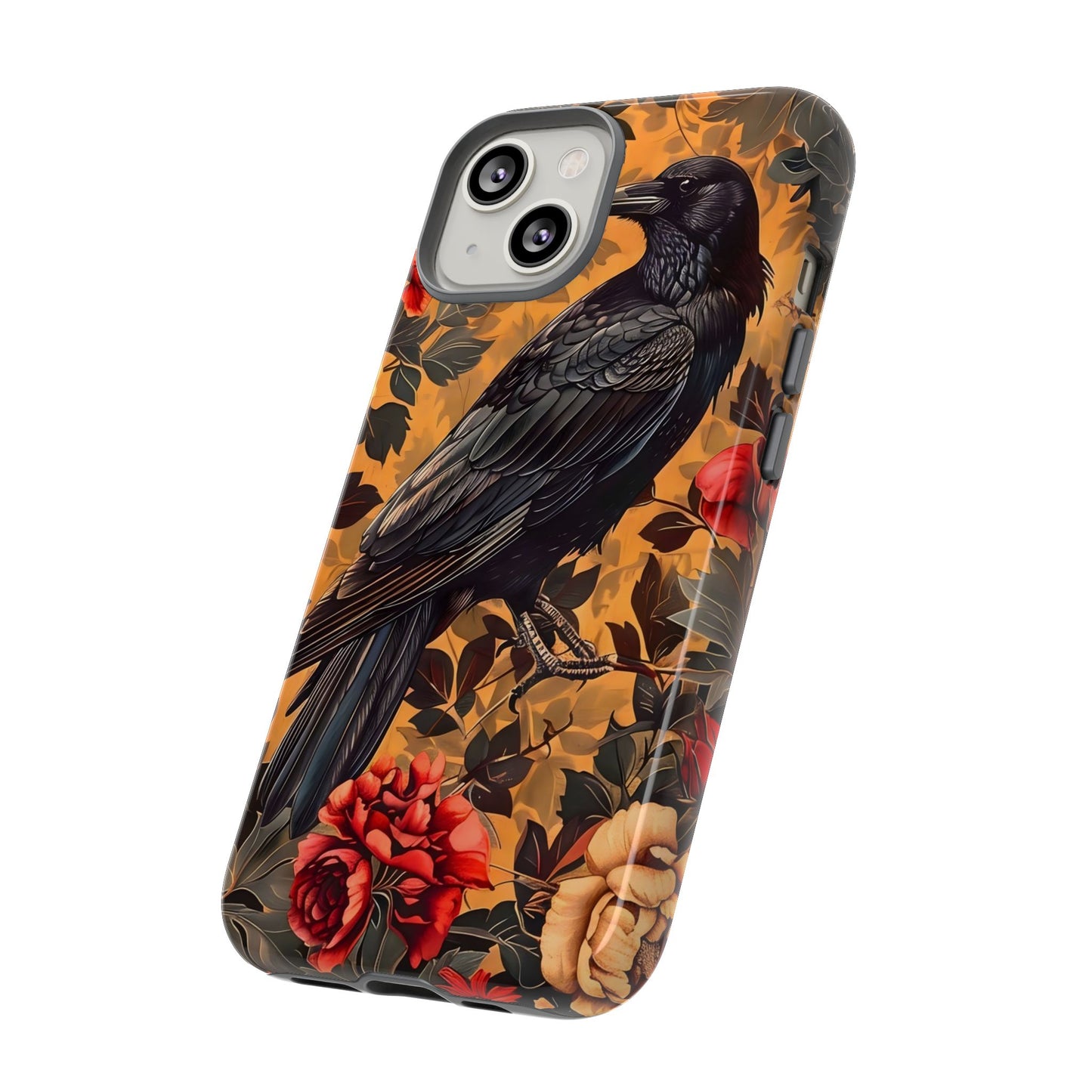 Raven Floral Phone Case - Tough Cases, Blackbird Decor, Gift for Nature Lovers, Bird Themed Accessories, Unique Phone Cover