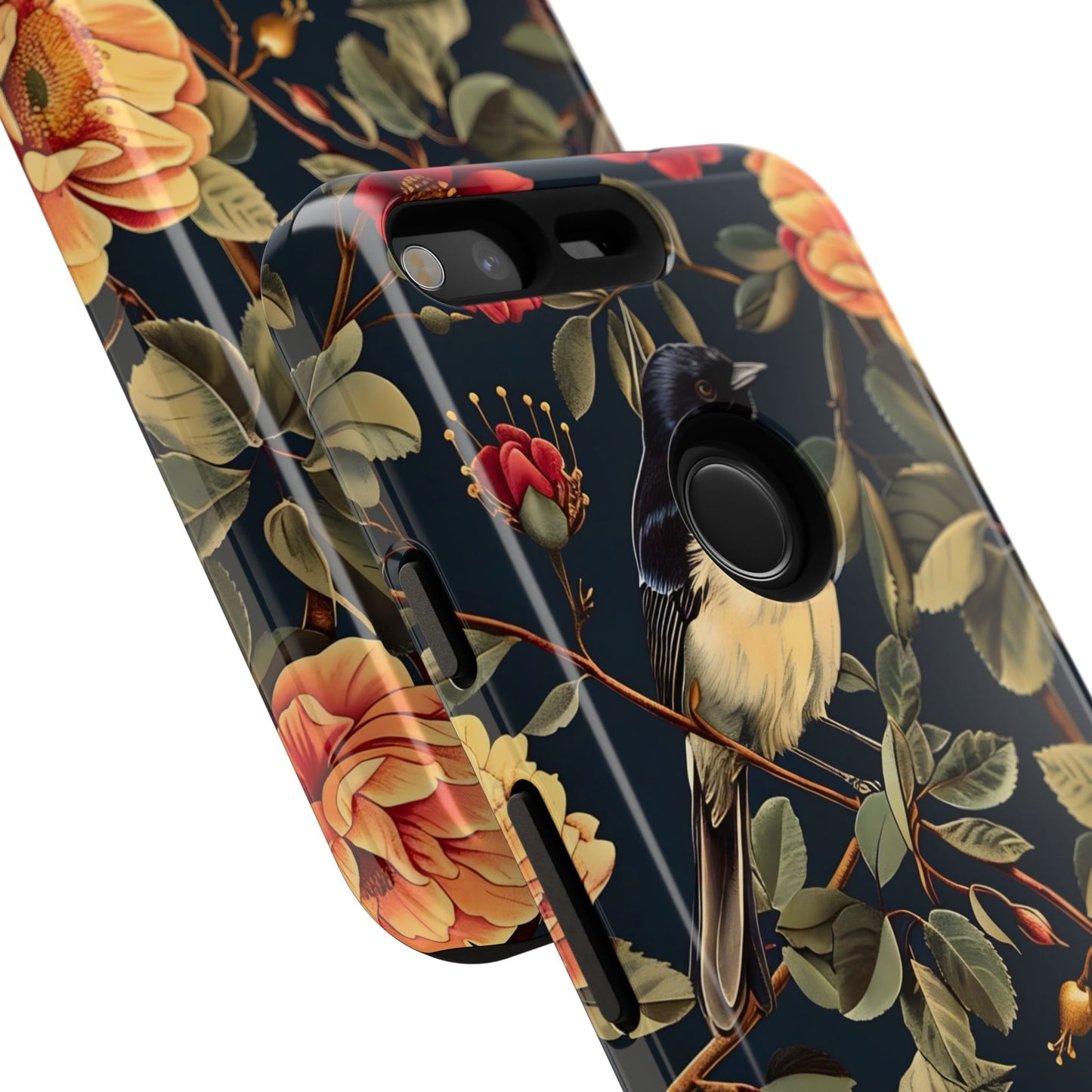 Floral Phone Case with Birds, Botanical iPhone Cover, Bird Lover Gift, Nature-Inspired Accessories, Eco-Friendly Mobile Case