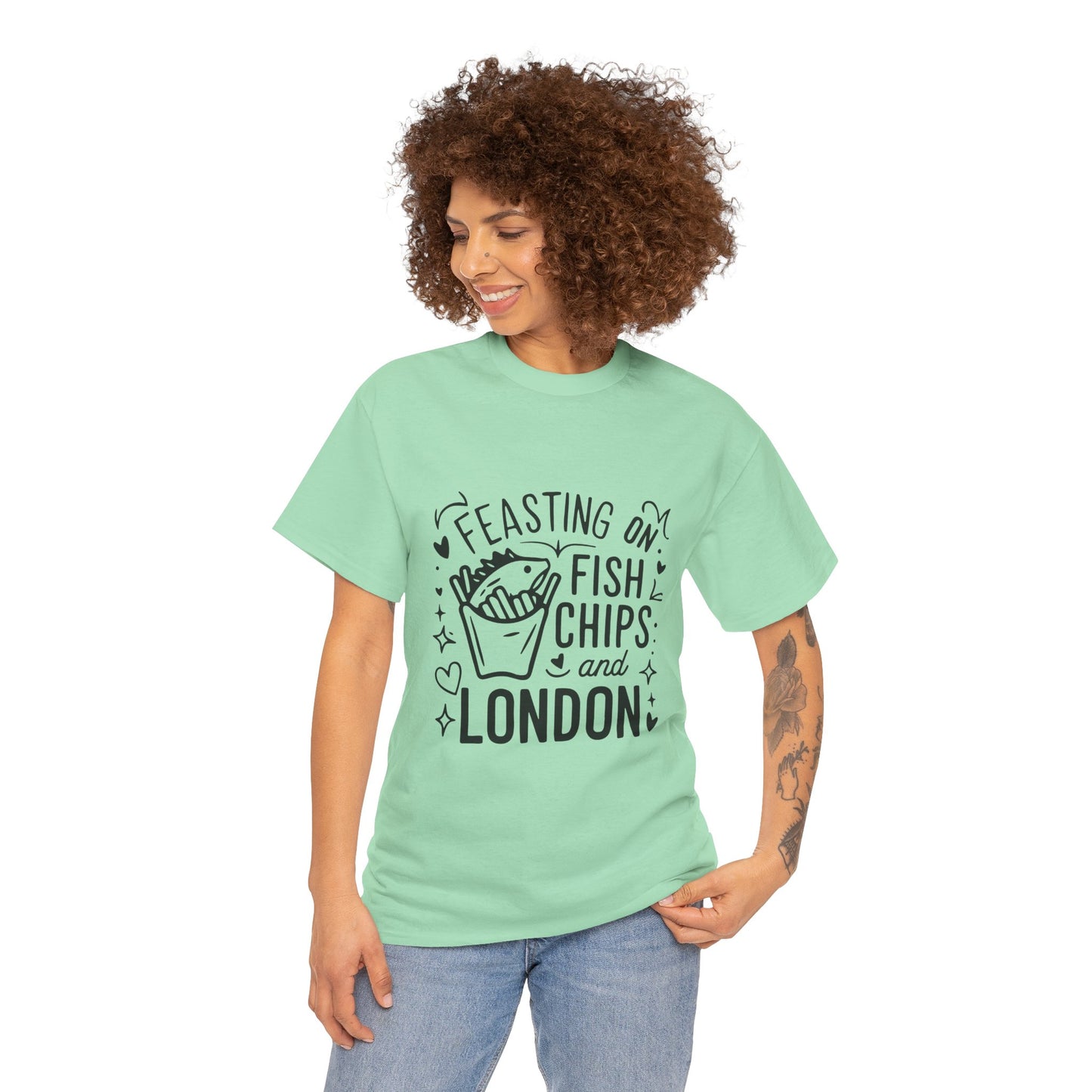 Unisex Heavy Cotton Tee - Fish Chips and London