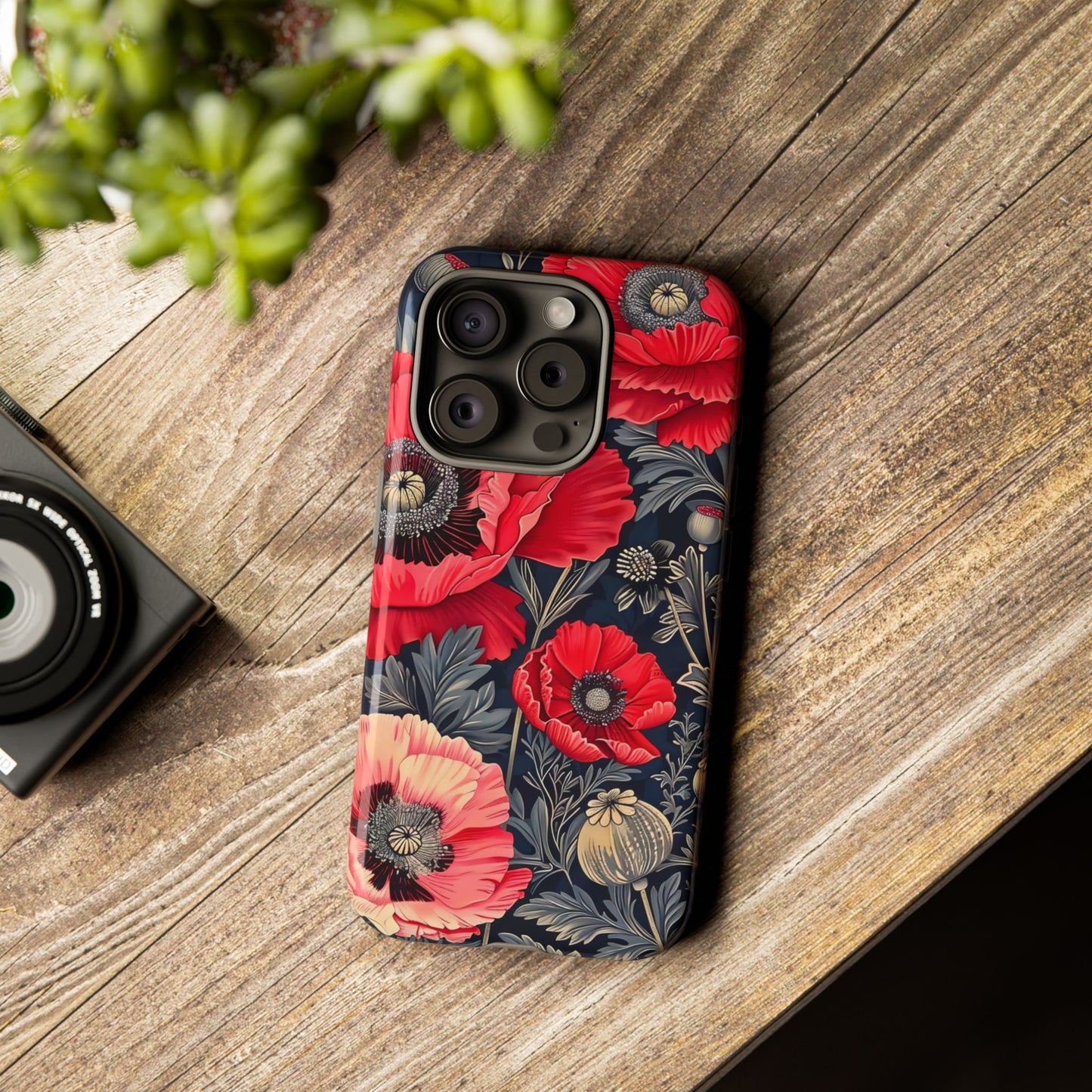 Floral Phone Case with Artistic Poppies, Tough Cases, Flower Design, Nature Lover Gift, Customizable Mobile Cover, Stylish Phone Accessories