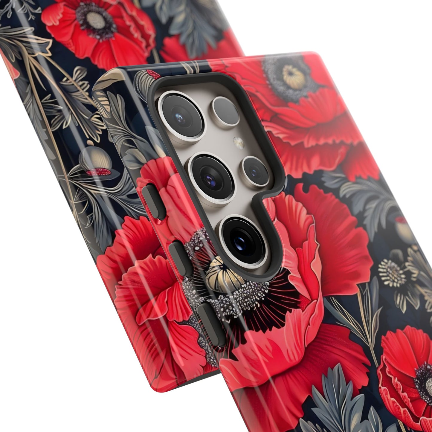 Floral Phone Case with Artistic Poppies, Tough Cases, Flower Design, Nature Lover Gift, Customizable Mobile Cover, Stylish Phone Accessories