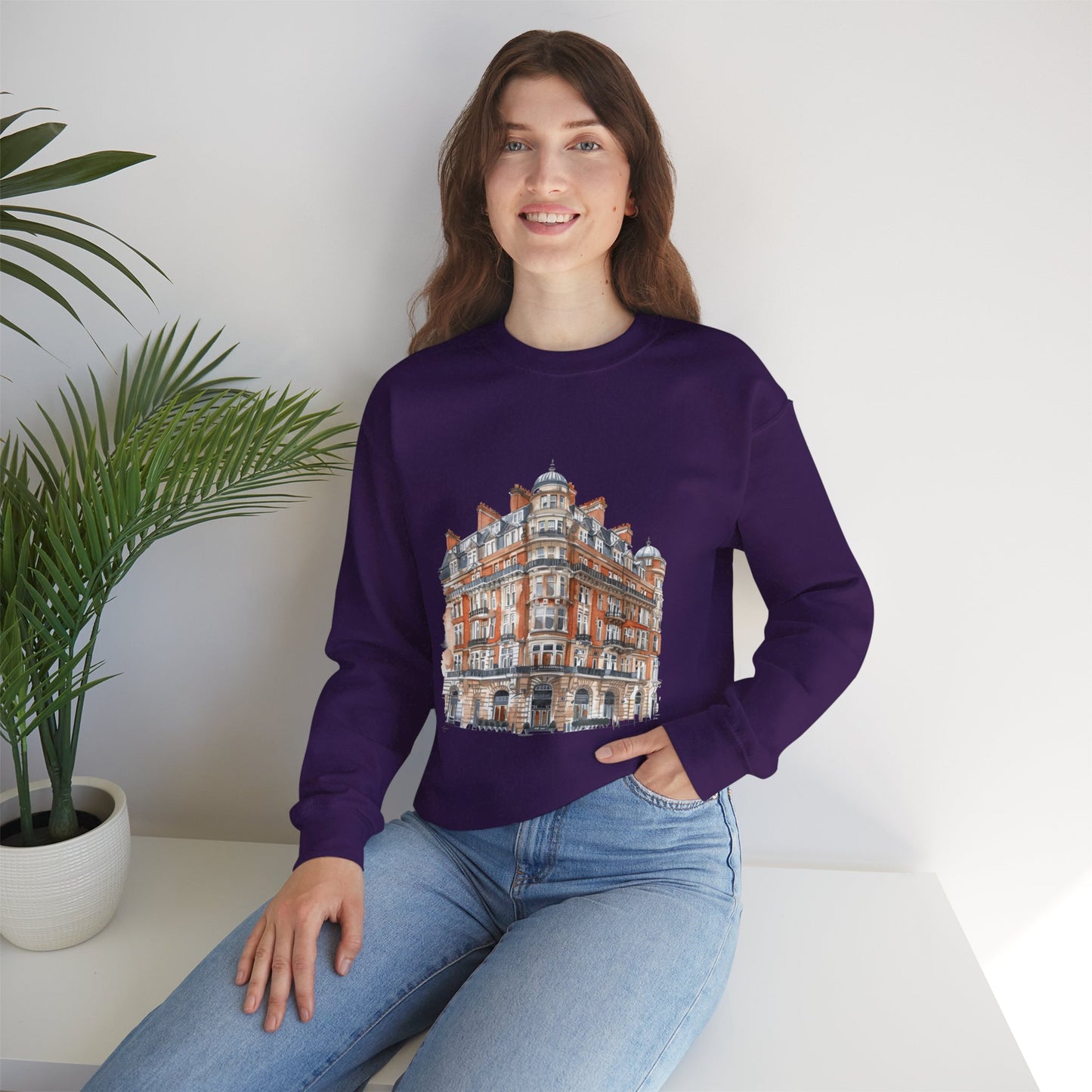 Unisex Heavy Blend™ Crewneck Sweatshirt - Classic British Architecture - Elegant Historic Building