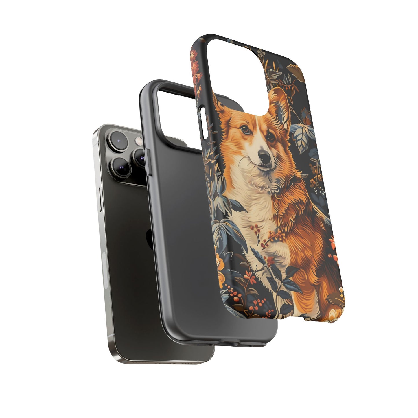 Corgi Floral Phone Case - Tough Cases for Dog Lovers, Cute Pet Accessories, Gift for Dog Owners, Floral Design, Personalized Tech Cover