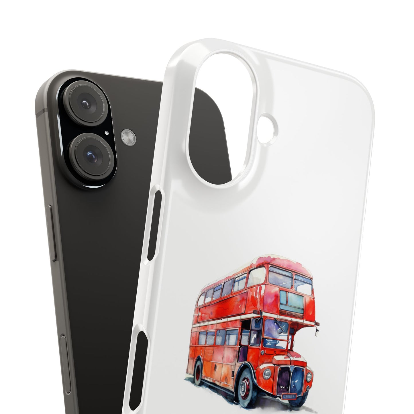 Vintage Double-Decker Bus Slim Phone Cases, Unique Bus Design, London Theme, Gift for Travelers, Phone Accessories, Holiday Gifts