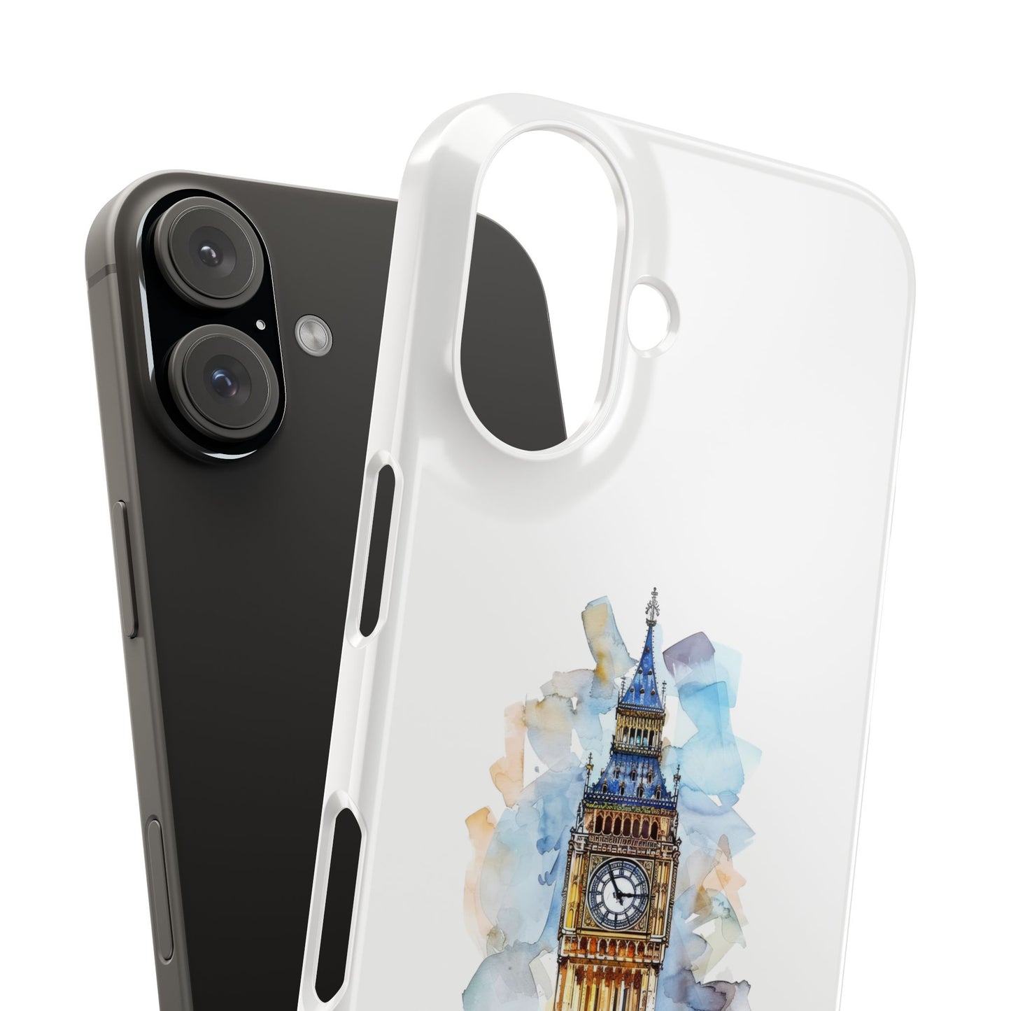 Stylish Slim Phone Case - Big Ben Watercolor Design, Unique Gift for Travelers, London Souvenir, Everyday Use, Phone Accessory