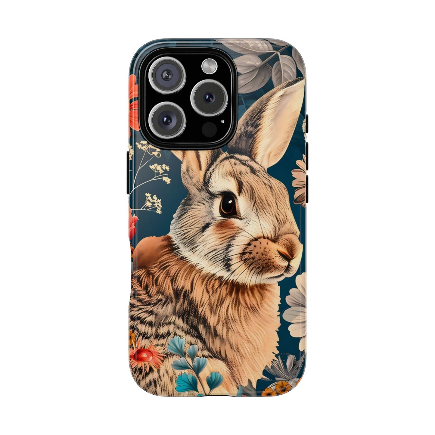 Floral Rabbit Phone Case, Cute Phone Cover, Tough Cases for Animal Lovers, Unique Gift for Birthdays, Nature-Themed Accessories