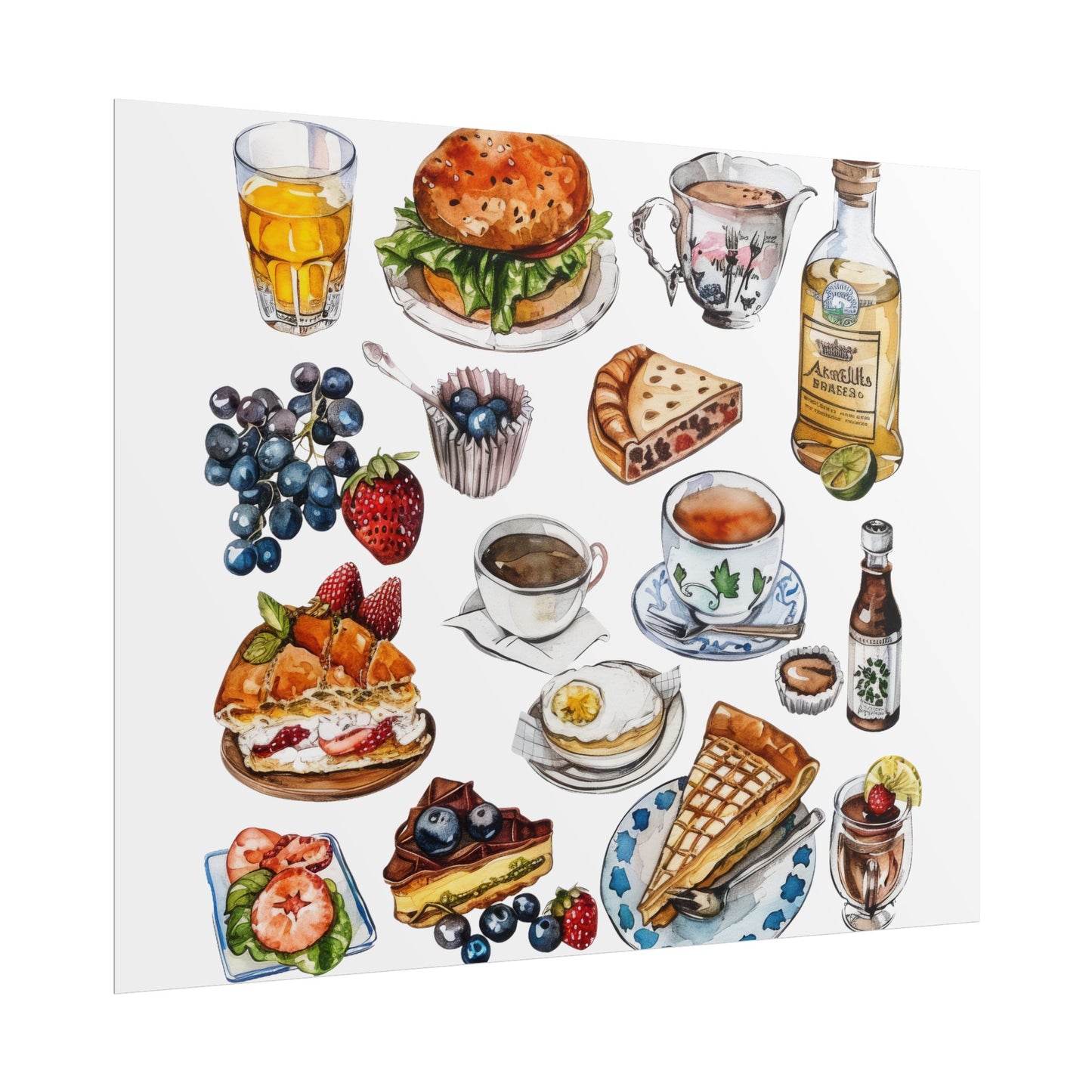 Foodie Wall Art Print, Kitchen Decor, Gourmet Food Poster, Culinary Art for Food Lovers, Cafe Aesthetic Home Decor