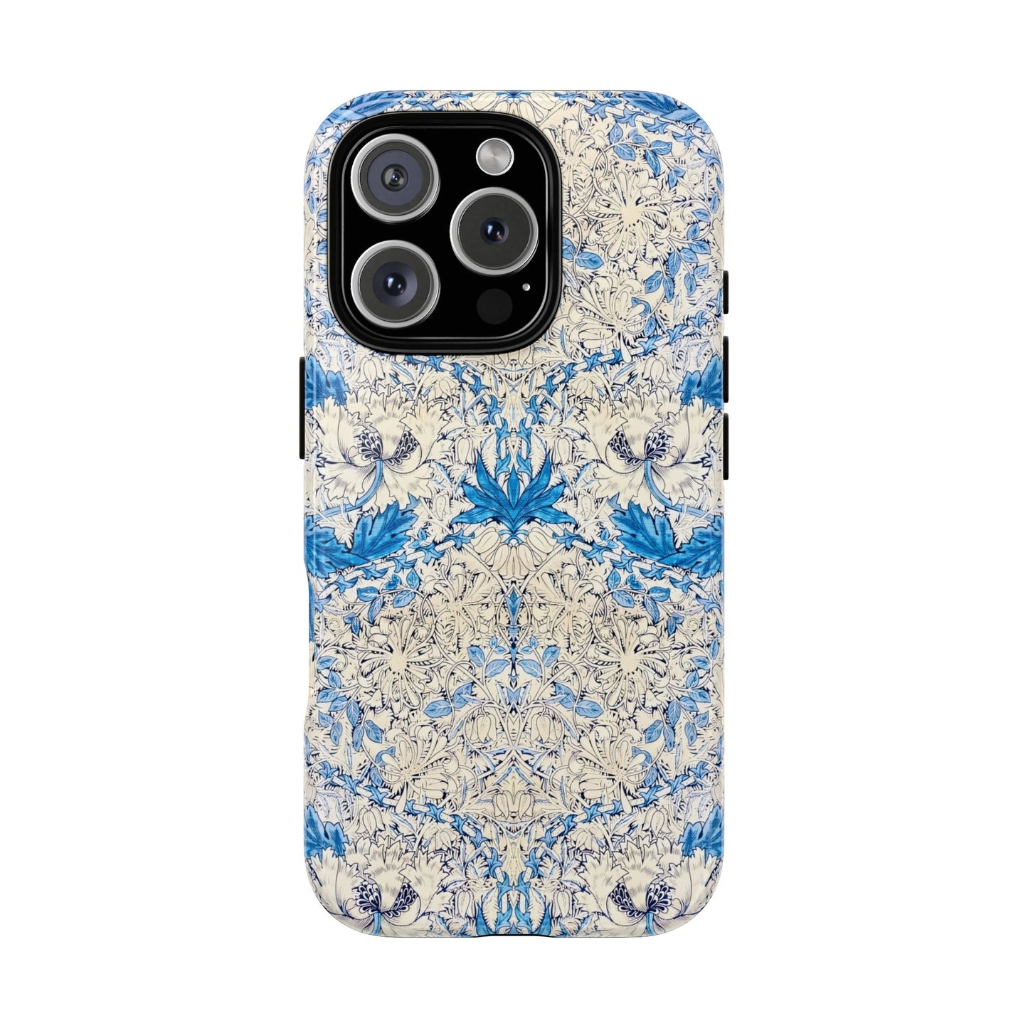 Elegant Floral Phone Case, Tough iPhone Cover, Stylish Mobile Protector, Blue Patterned Case, Unique Gift for Her